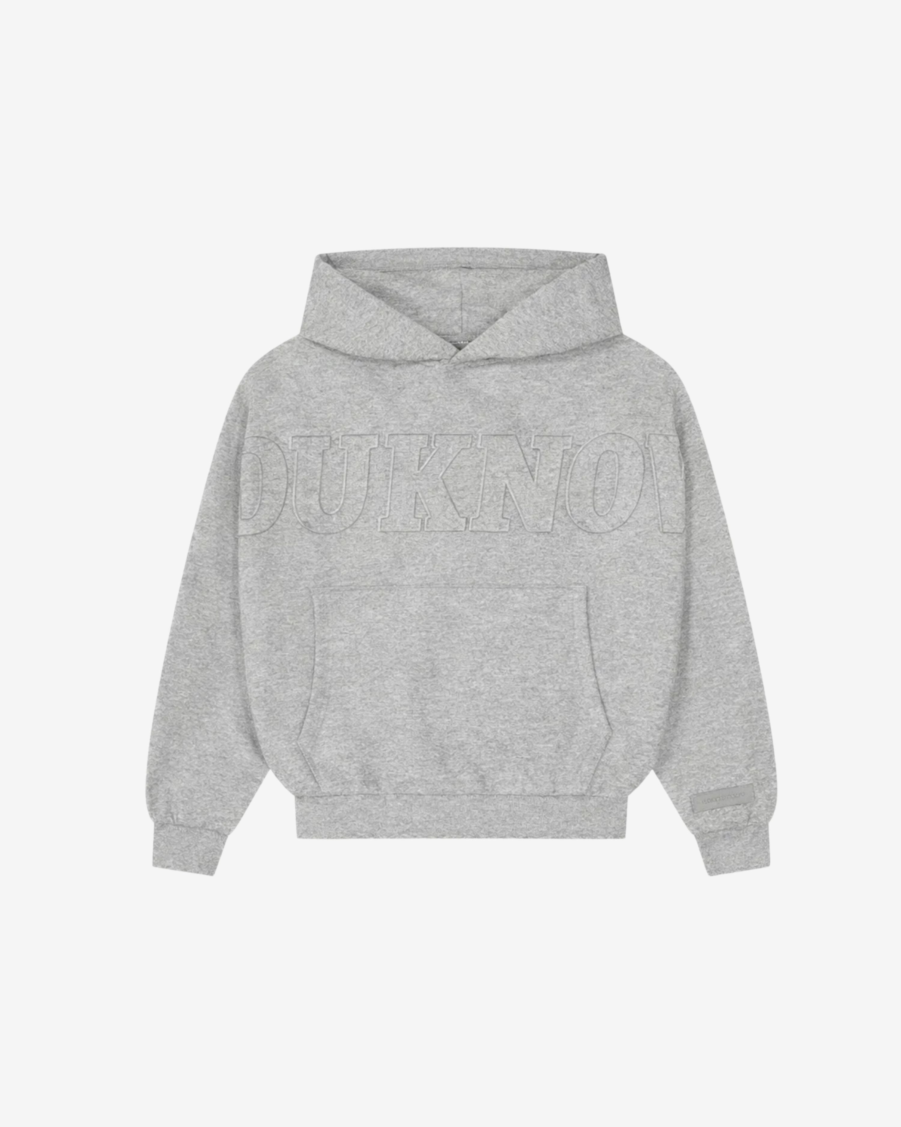 Distressed Applique Hoodie | GREY MARLE – YOUKNOW. CLOTHING