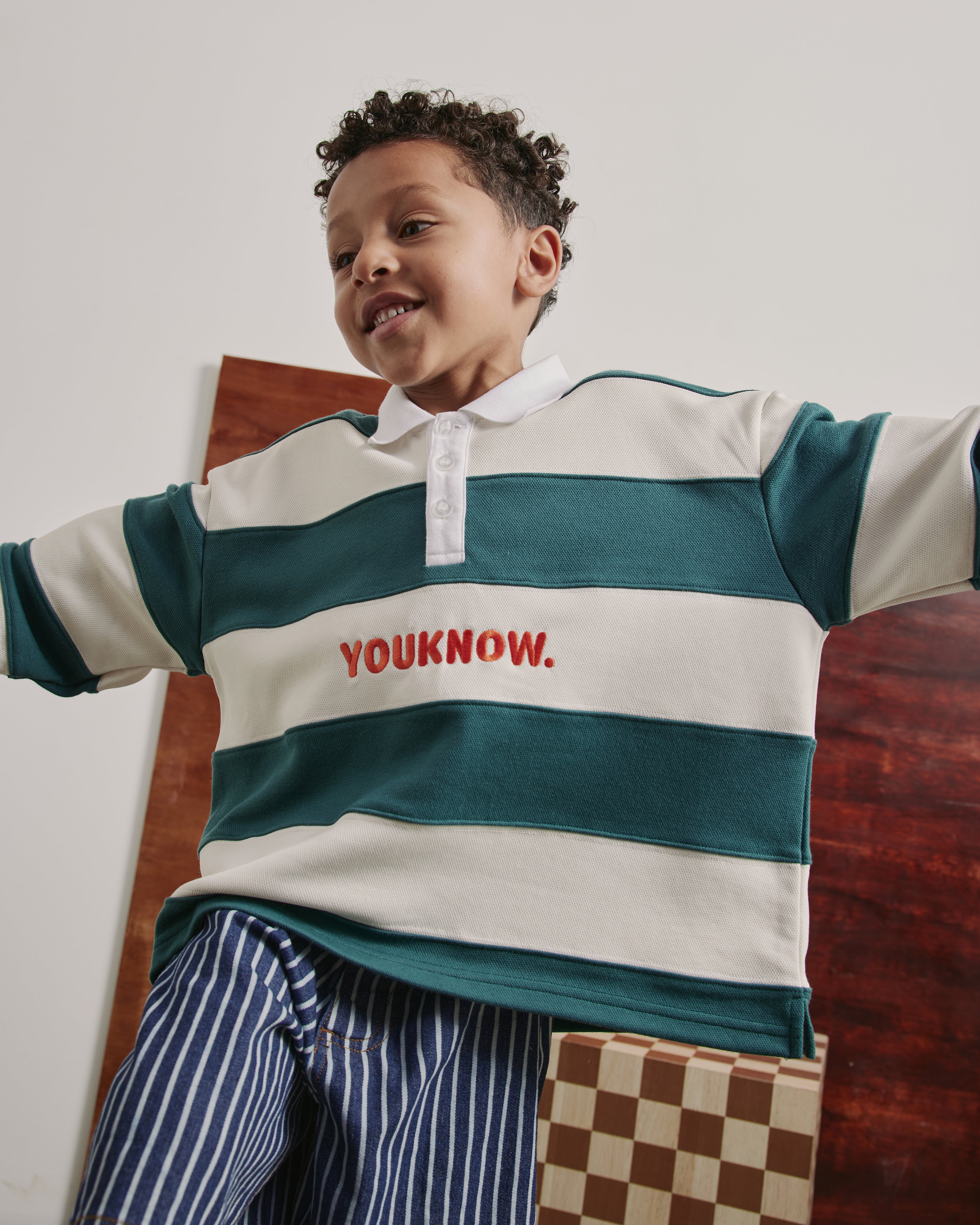 Kids Rugby Longsleeve | Kelly Green Stripe
