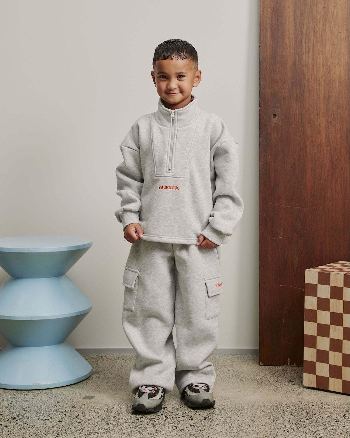 Kids Cargo Fleece Set | Grey Marle