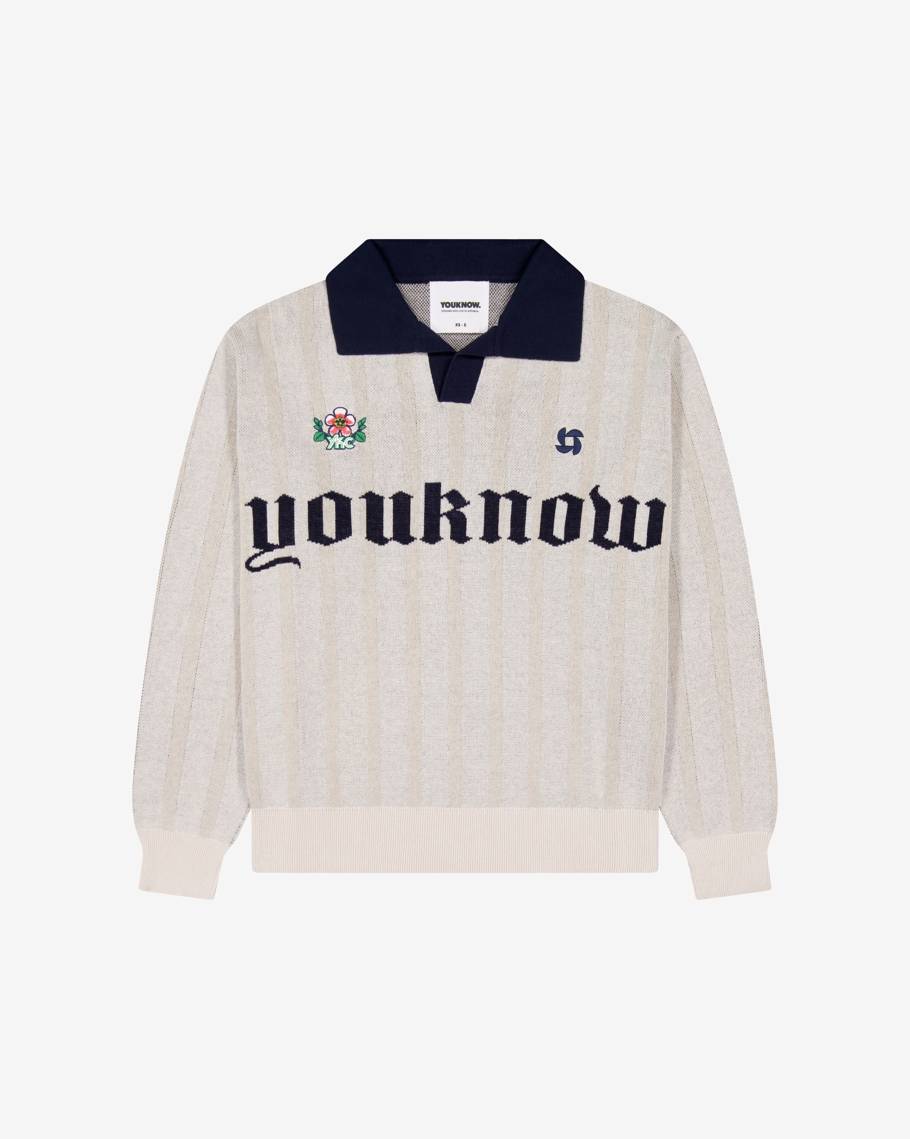 Knit Football Jersey | Beige Stripe – YOUKNOW. CLOTHING