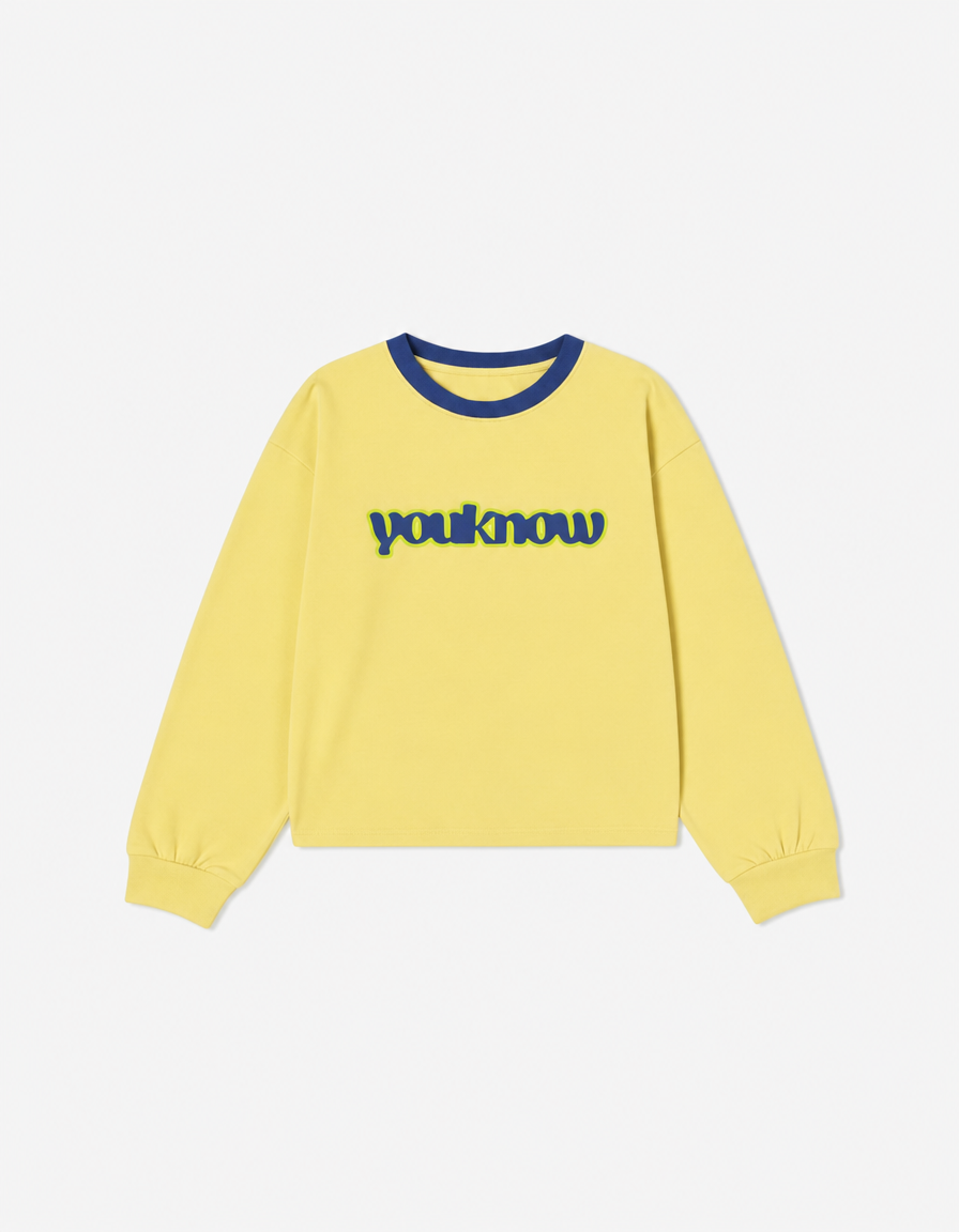 Kids Contrast Long Sleeve Tee | Lemon