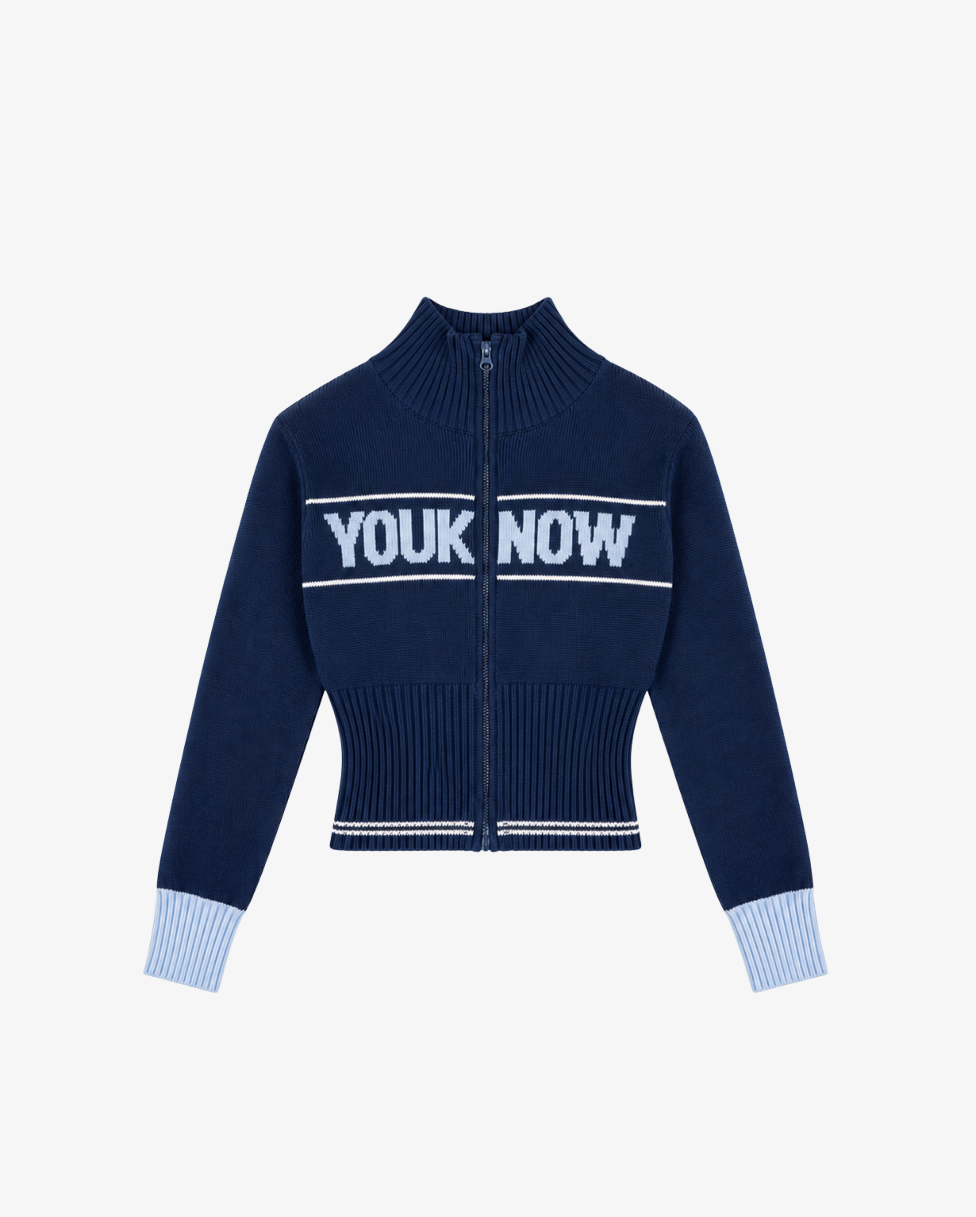 Women's Fitted Knit Zip Up | Navy – YOUKNOW. CLOTHING