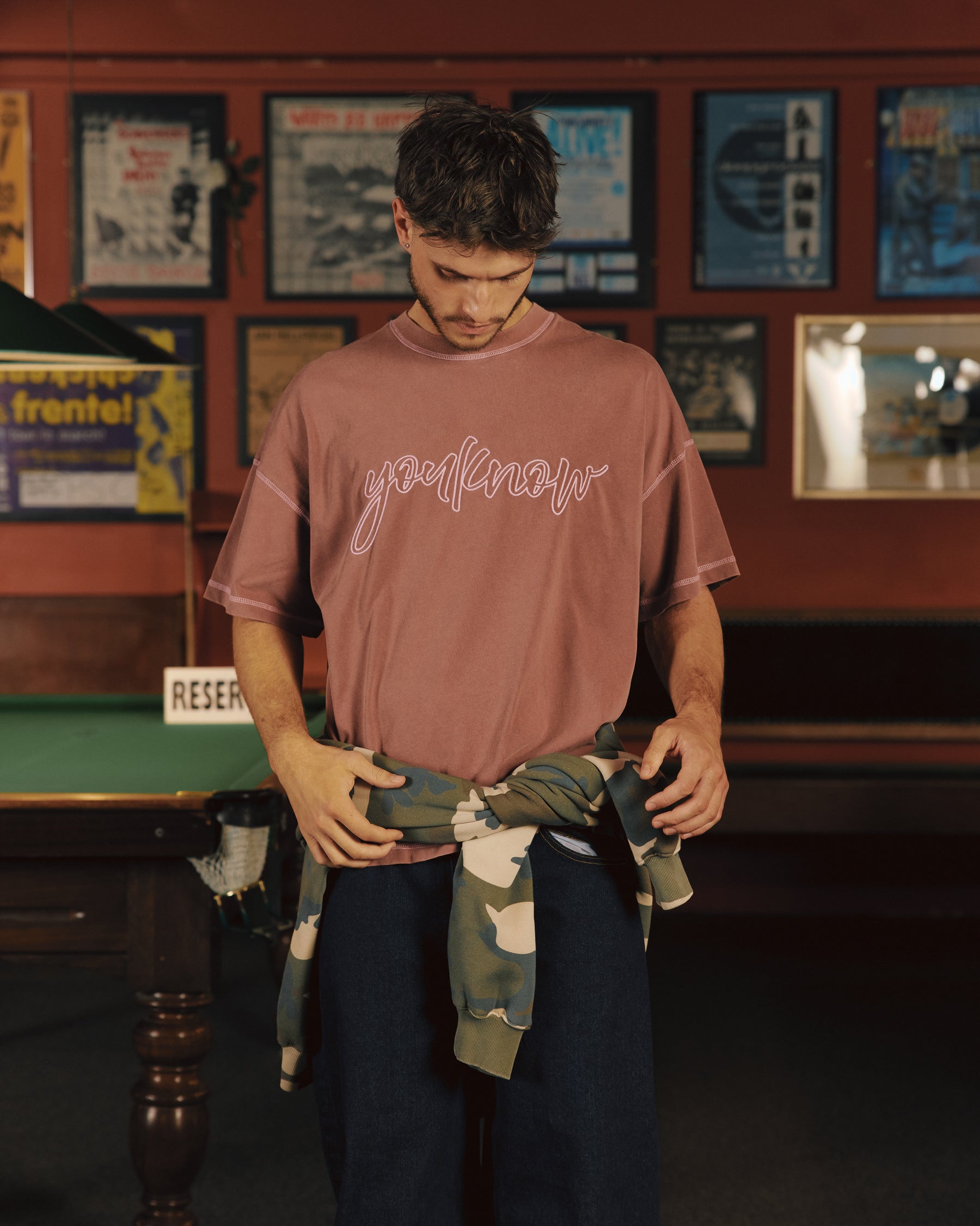 Contrast Stitch Tee | Brown