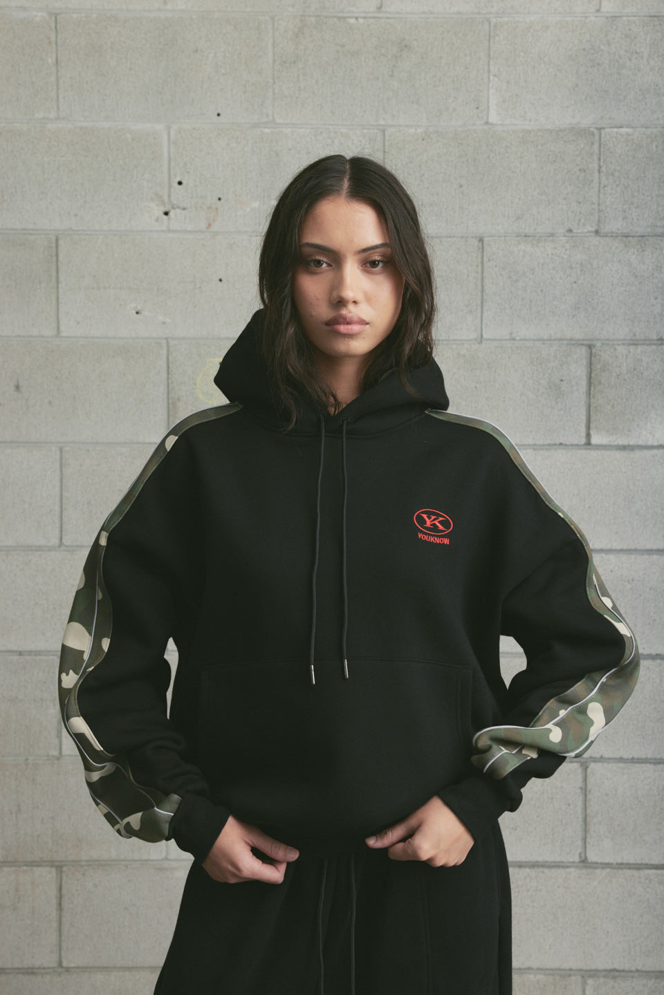 Colour Block Hoodie | Washed Black