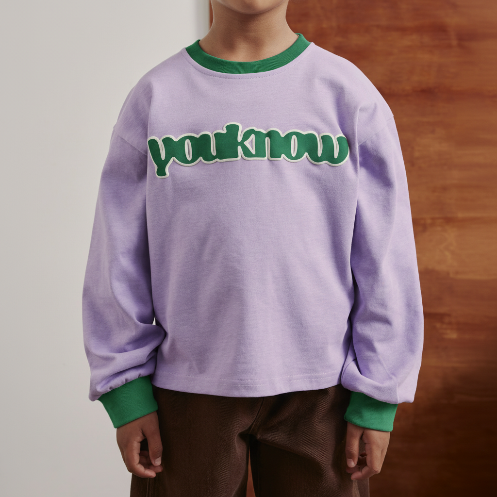 Kids Contrast Long Sleeve Tee | Lilac