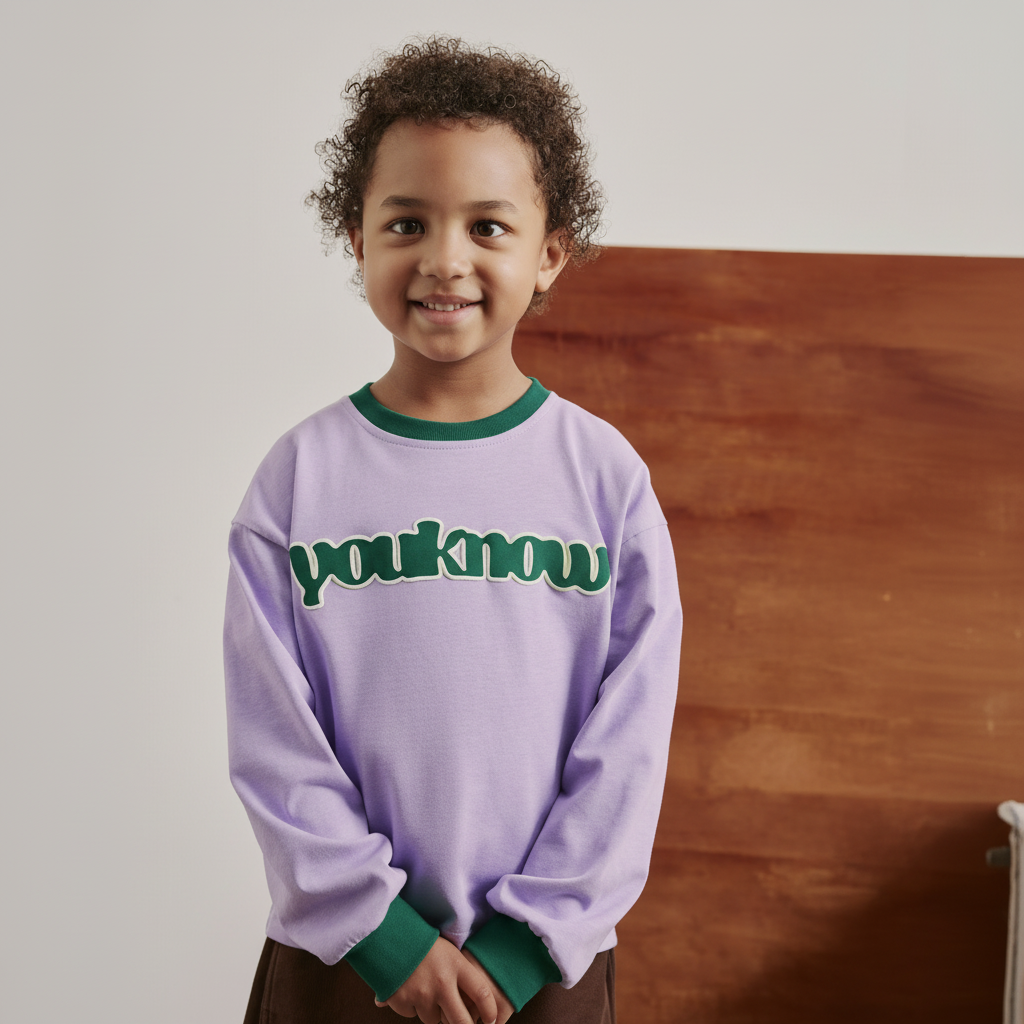 Kids Contrast Long Sleeve Tee | Lilac