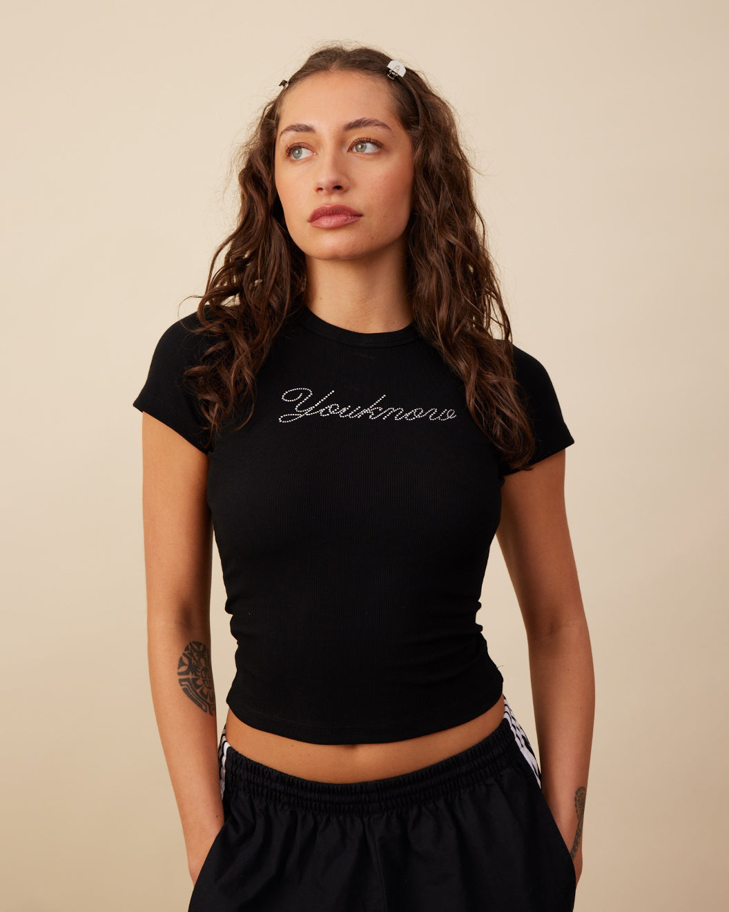 Diamante Baby Tee | Black-2