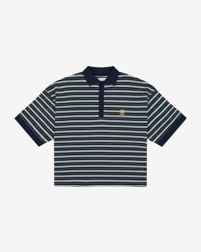 Boxy Polo | Navy Stripe