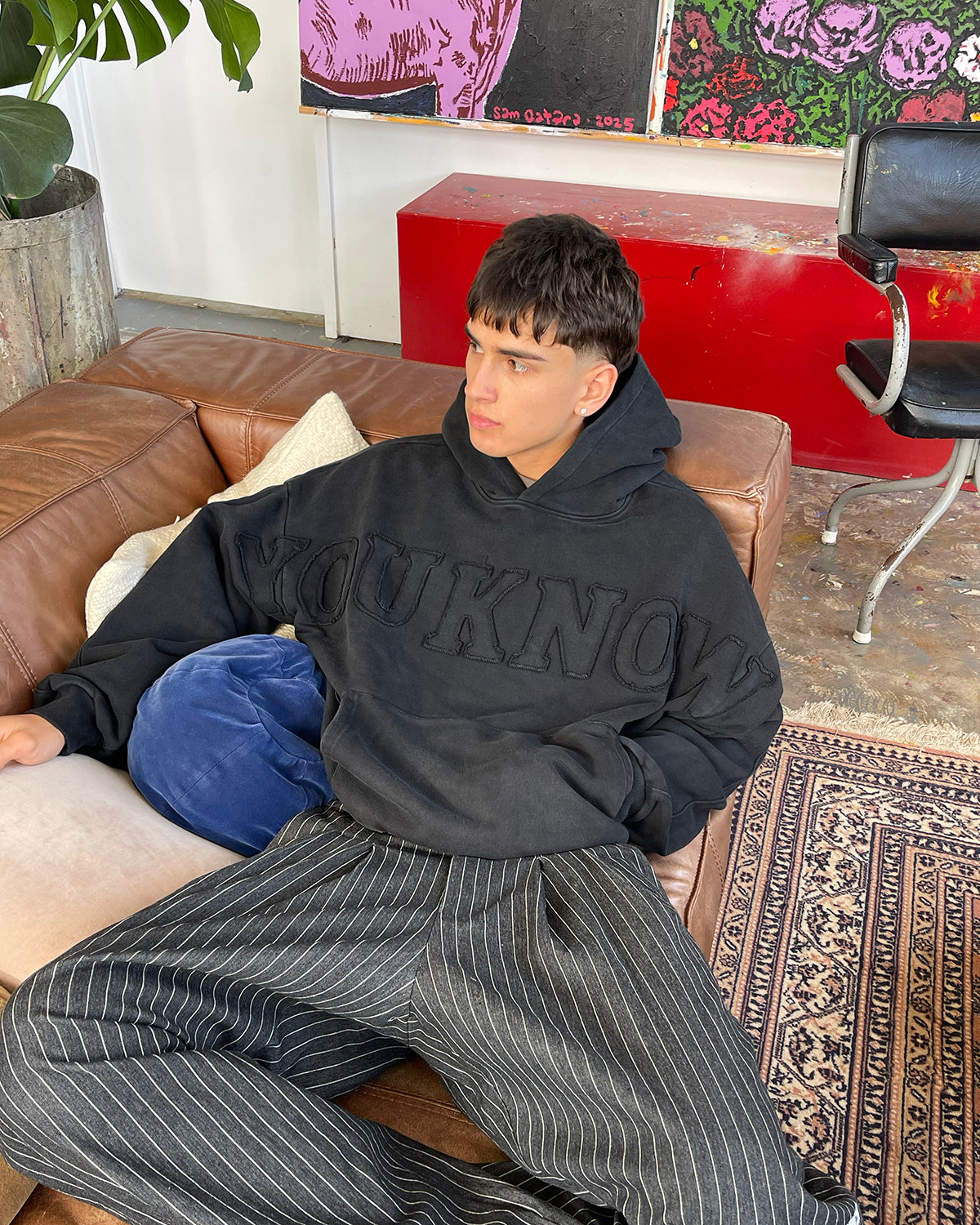 Distressed Applique Hoodie 2.0 | Washed Black-2