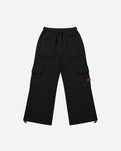 Brushed Fleece Cargo Sweatpant | Black