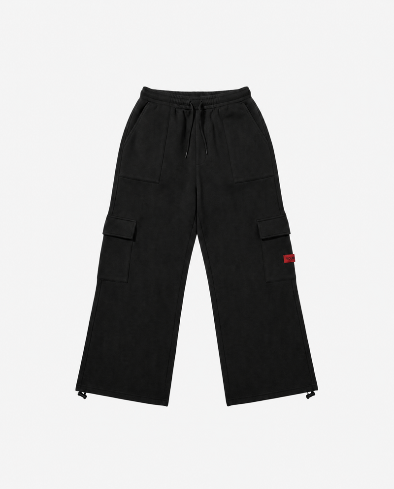 Brushed Fleece Cargo Sweatpant | Black