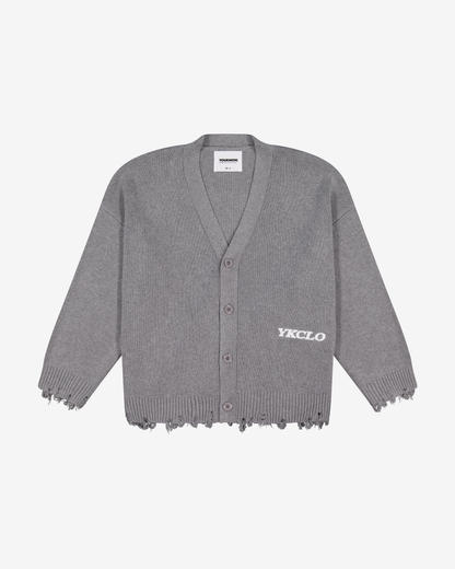Cotton Knit Boxy Cardi | Distressed Grey Melange – YOUKNOW. CLOTHING