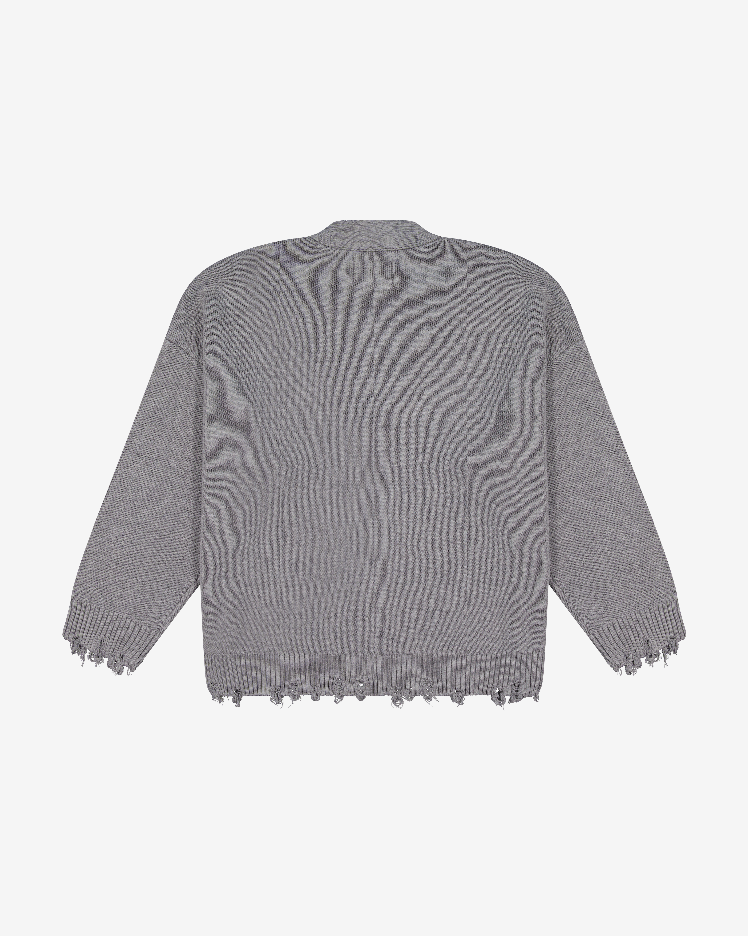 Cotton Knit Boxy Cardi | Distressed Grey Melange-6