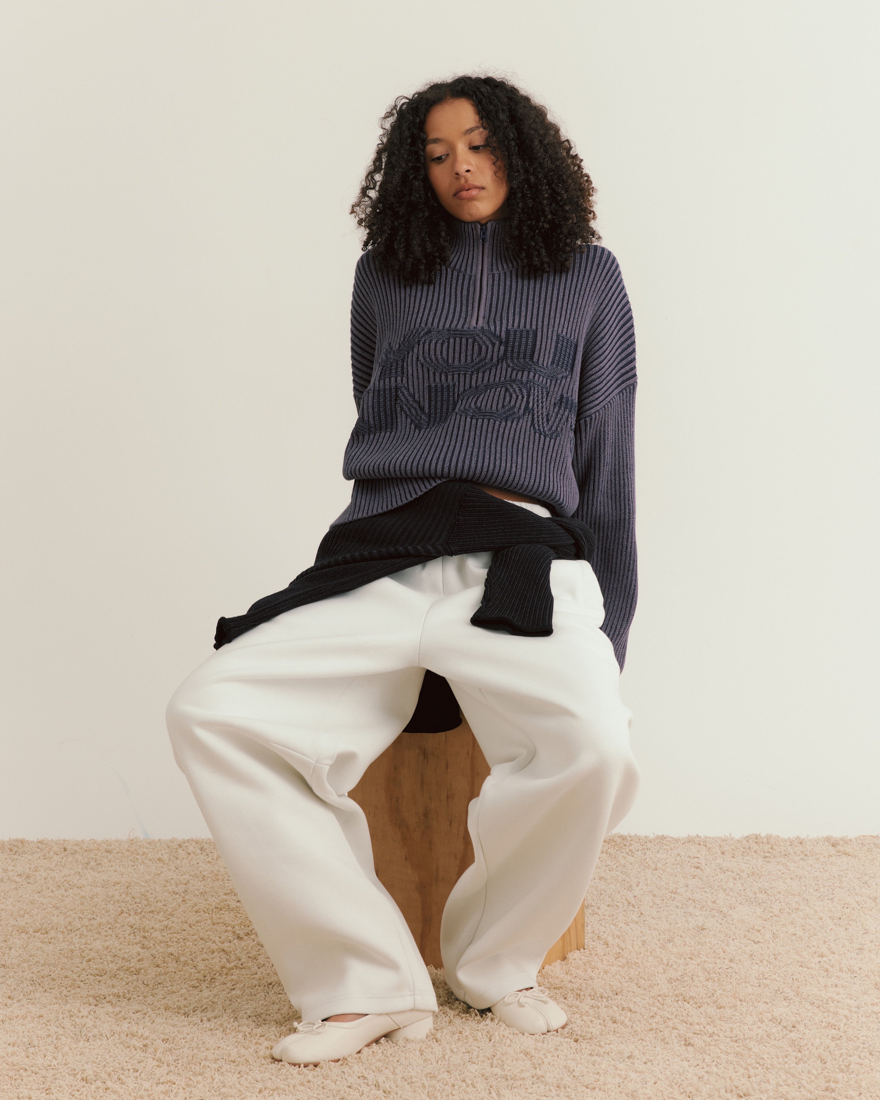 Rib Knit Quarter Zip | Dark Navy – YOUKNOW. CLOTHING