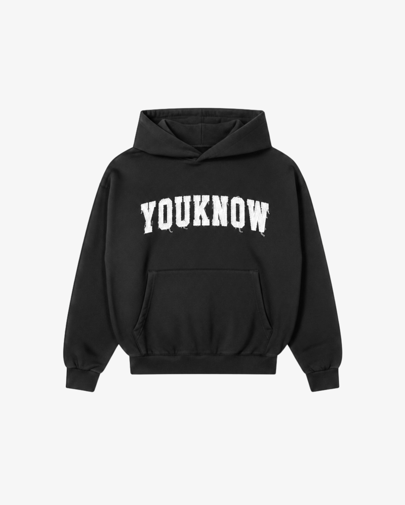 Cotton Applique Hoodie | Black
