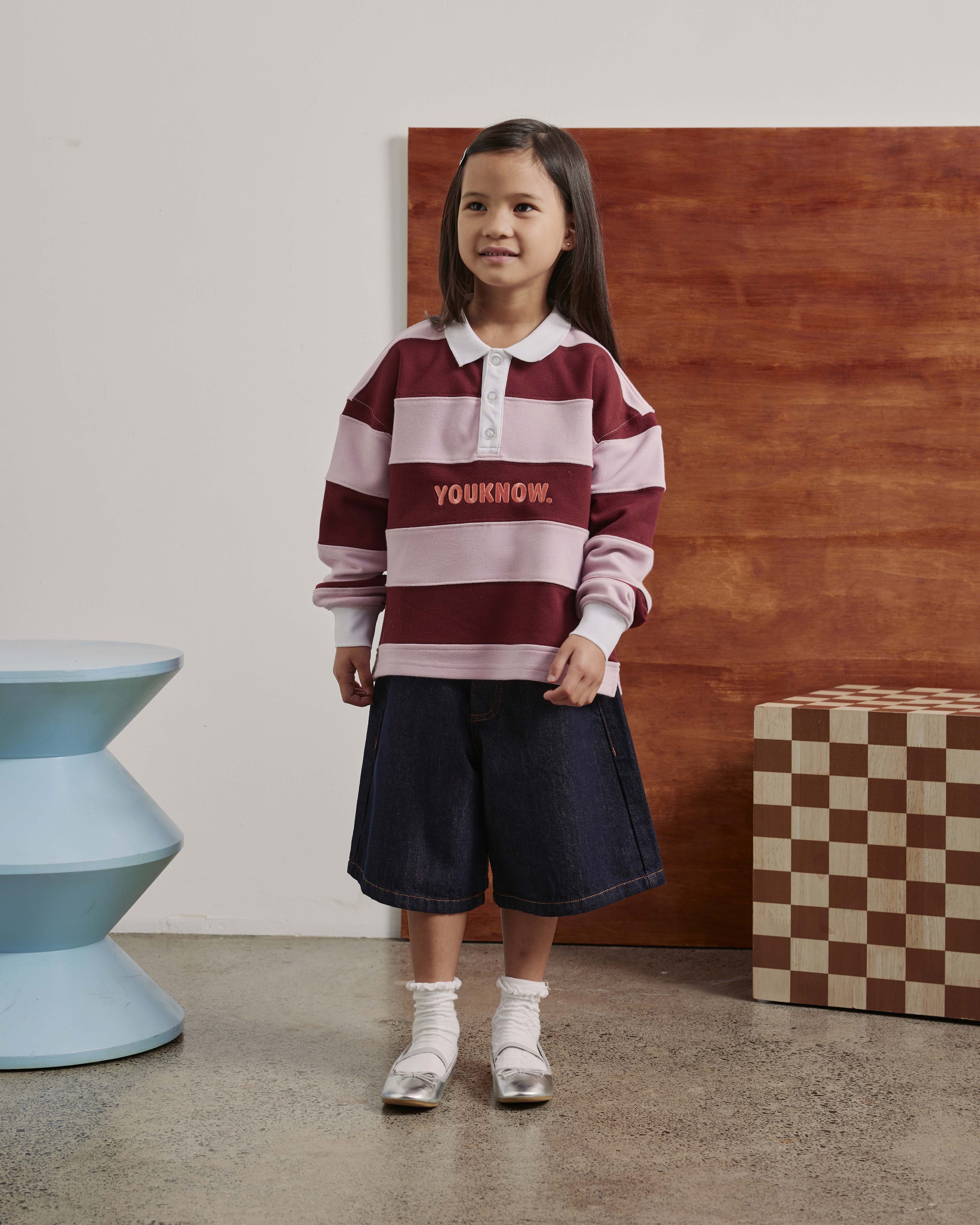 Kids Rugby Longsleeve | Pink Stripe