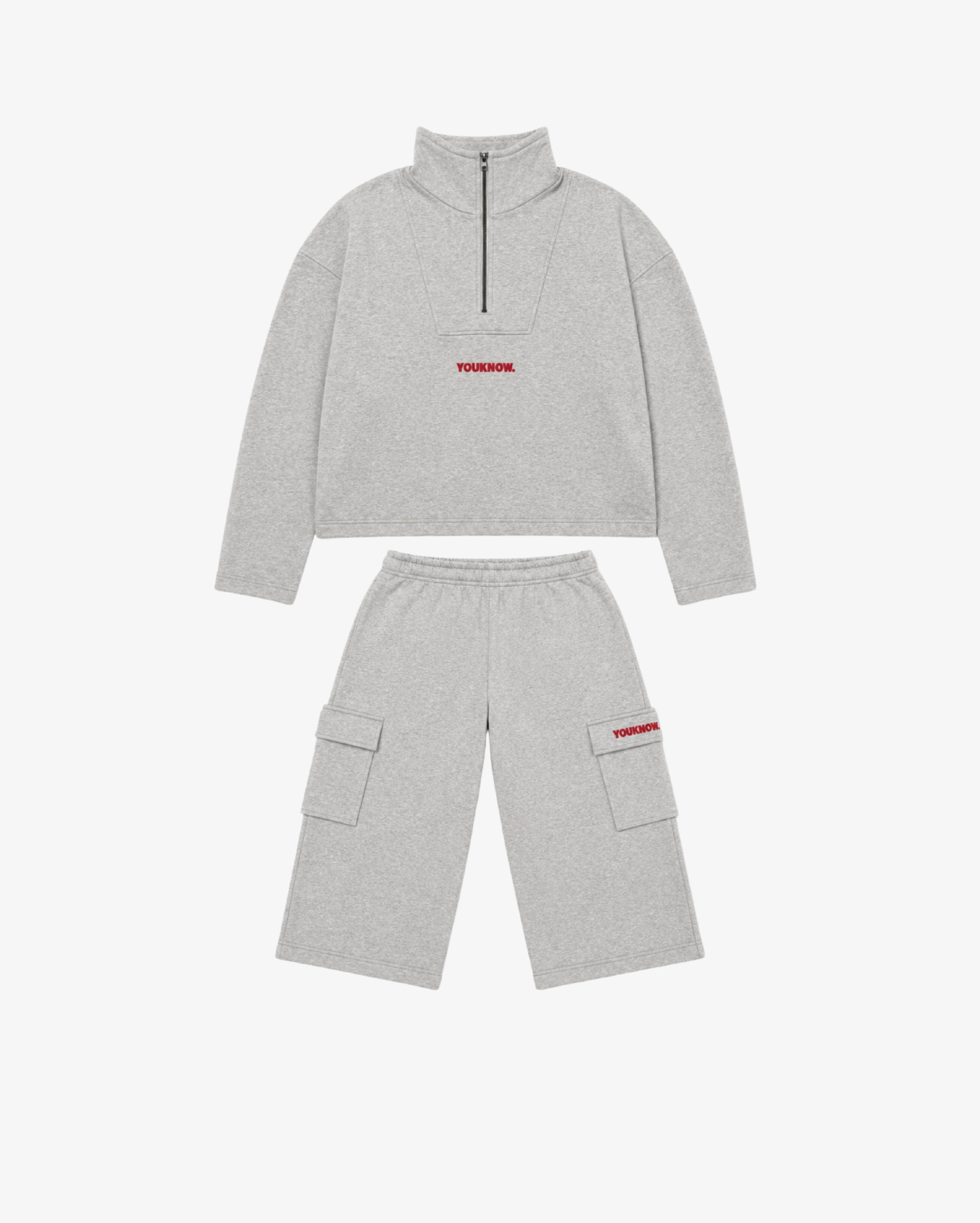 Kids Cargo Fleece Set | Grey Marle