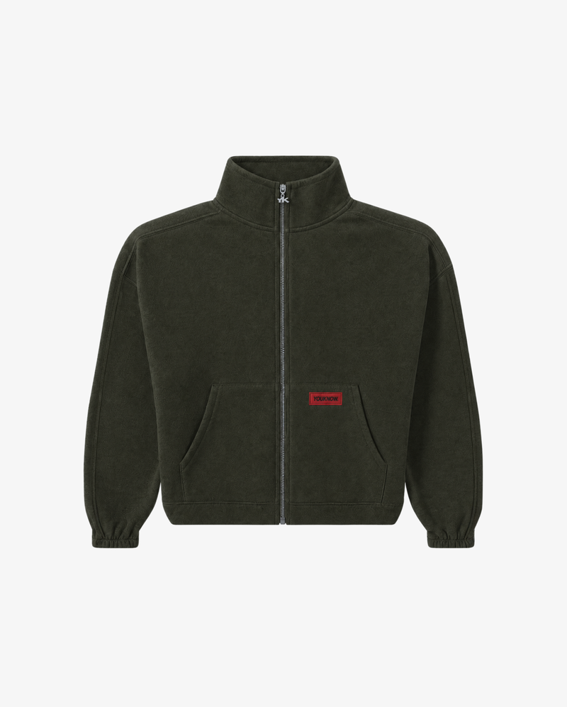 Brushed Fleece Track Jacket | Dark Olive
