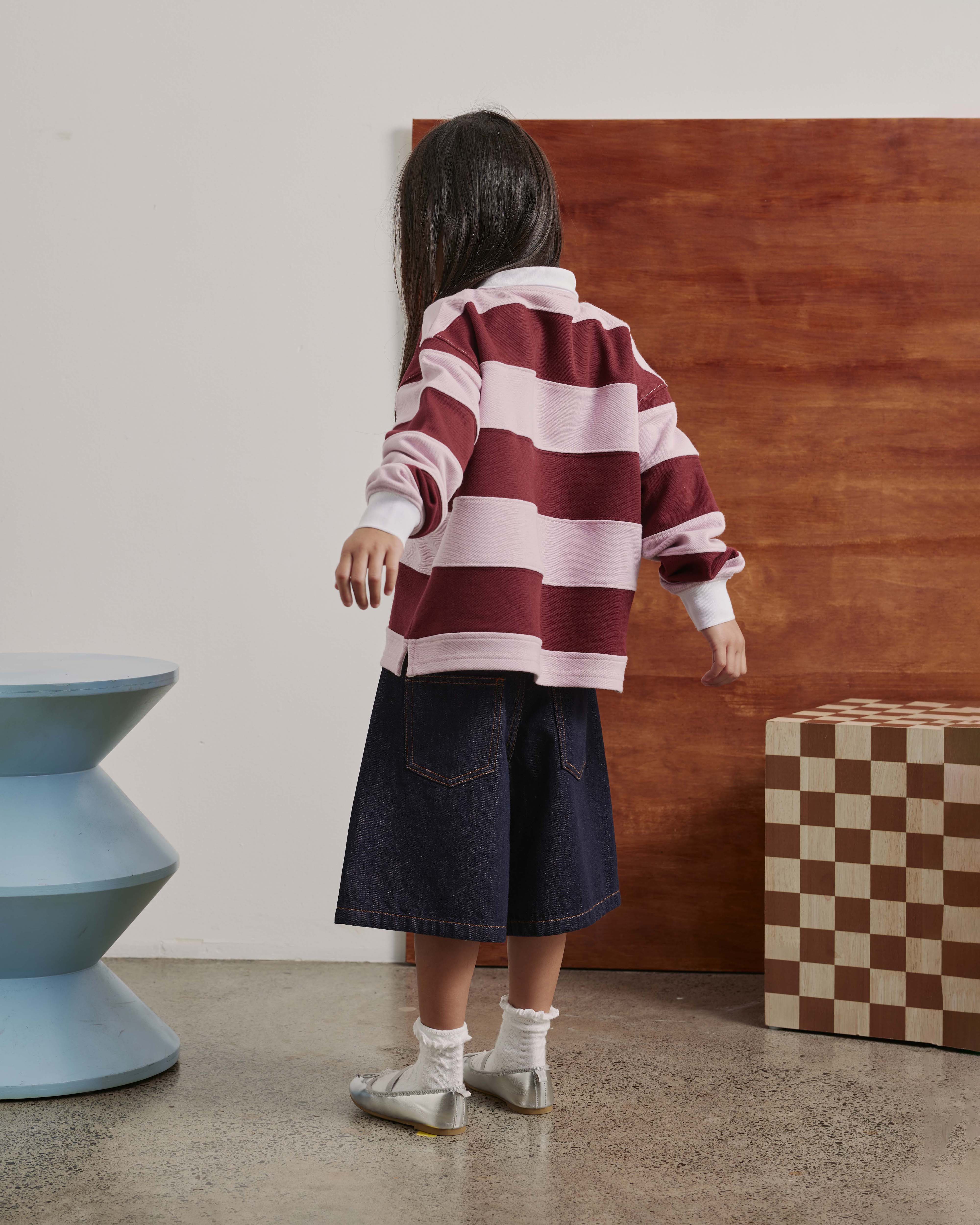 Kids Rugby Longsleeve | Pink Stripe