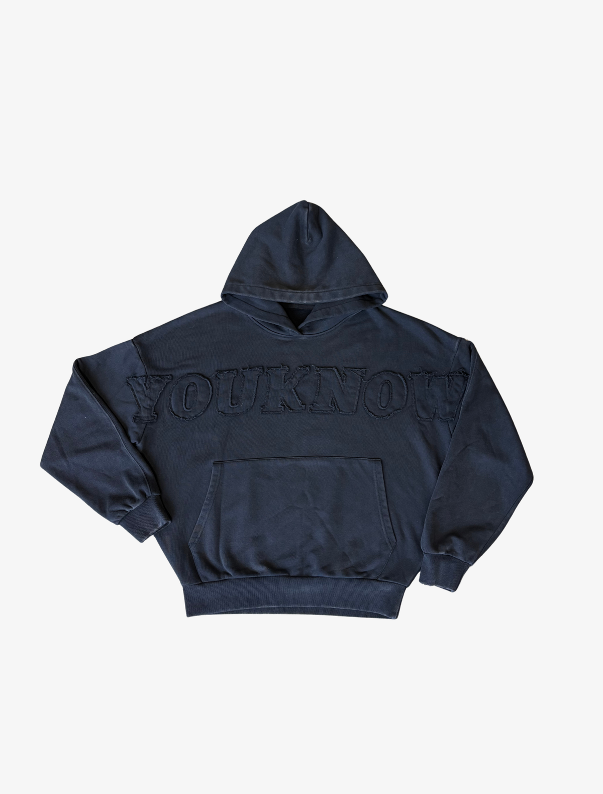Sample YK Distressed Applique Hoodie | Washed Black-1