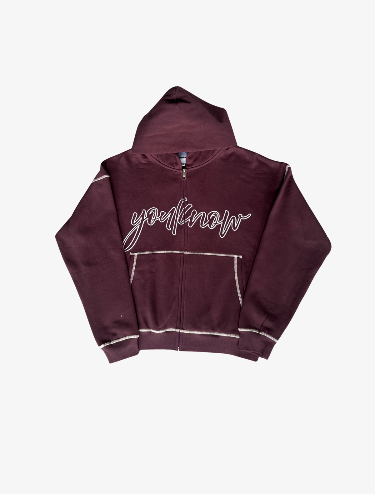 Sample YK Contrast Stitch Hoodie | Burgundy-1