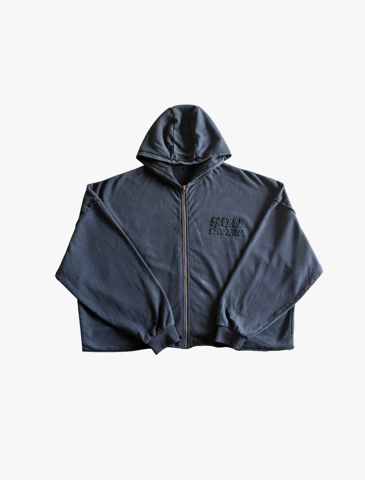 Sample YK Raw Edge Hoodie | Washed Black-1