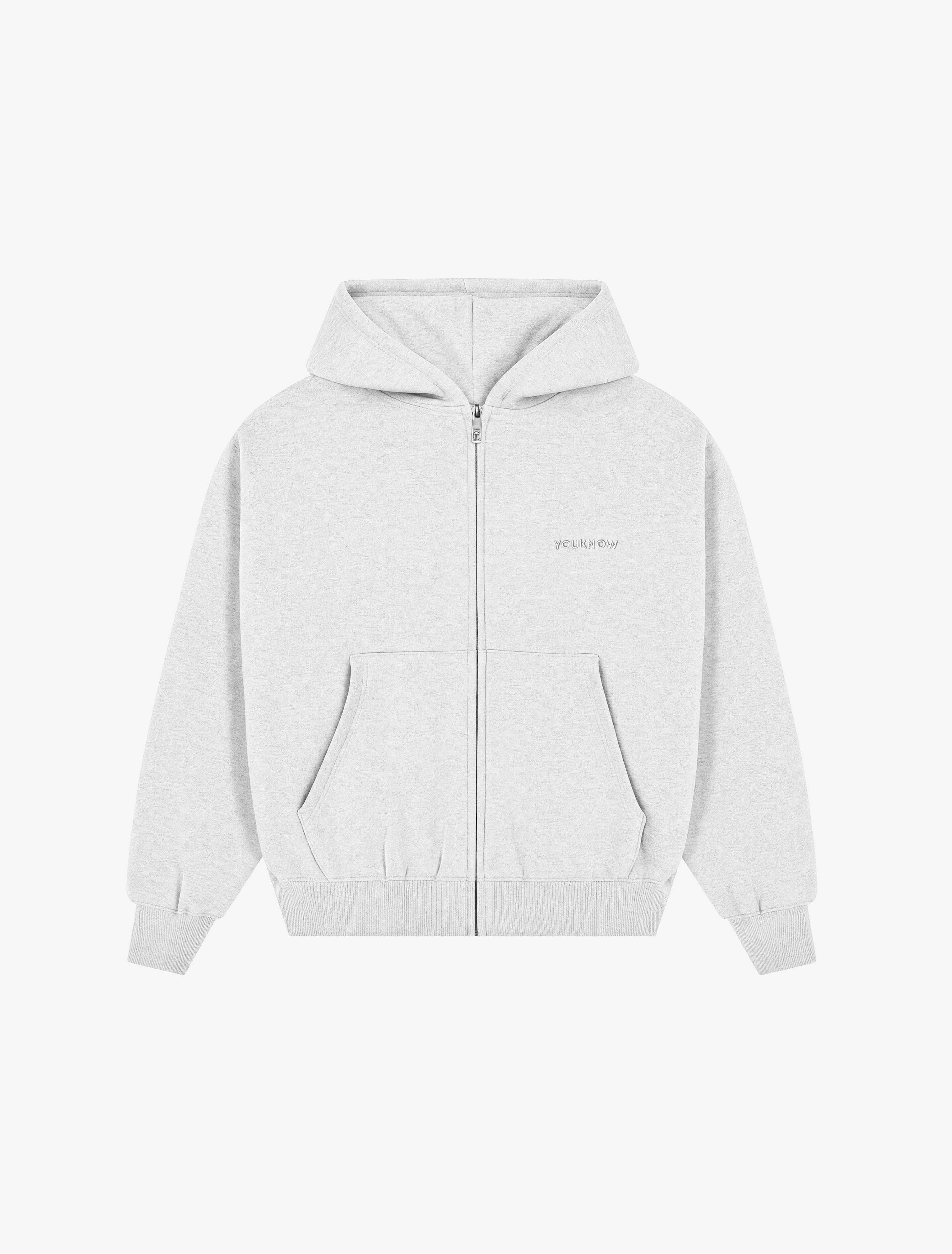 Core Essentials Zip Up Hoodie | White Marle