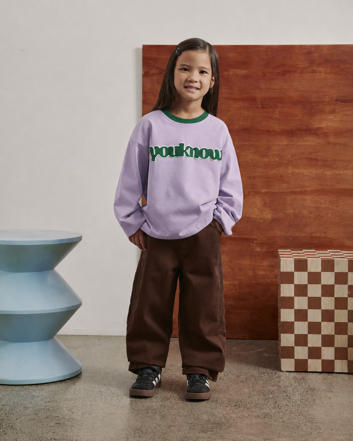 Kids Contrast Long Sleeve Tee | Lilac