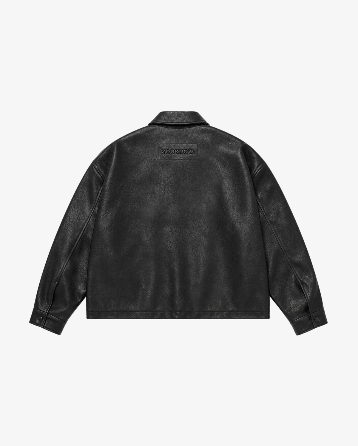 Faux Leather Box Jacket | Black-6