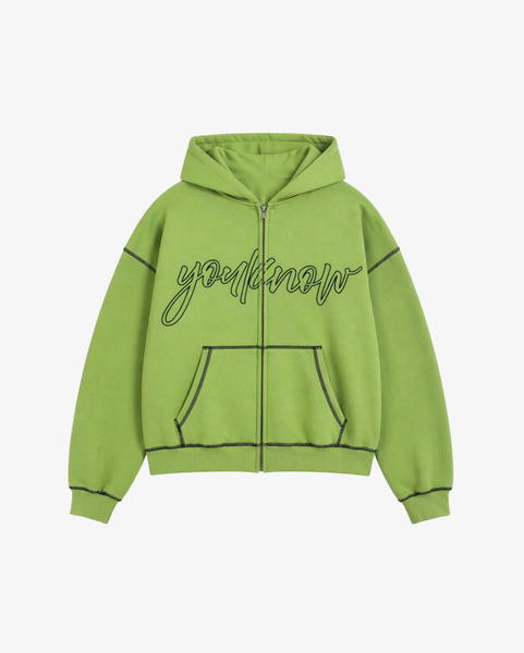 Contrast Stitch Zip Up Hoodie | Kiwi – YOUKNOW. CLOTHING