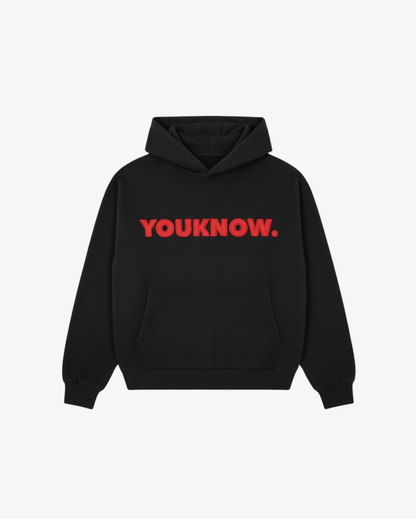 Applique Block Hoodie | Black/Red
