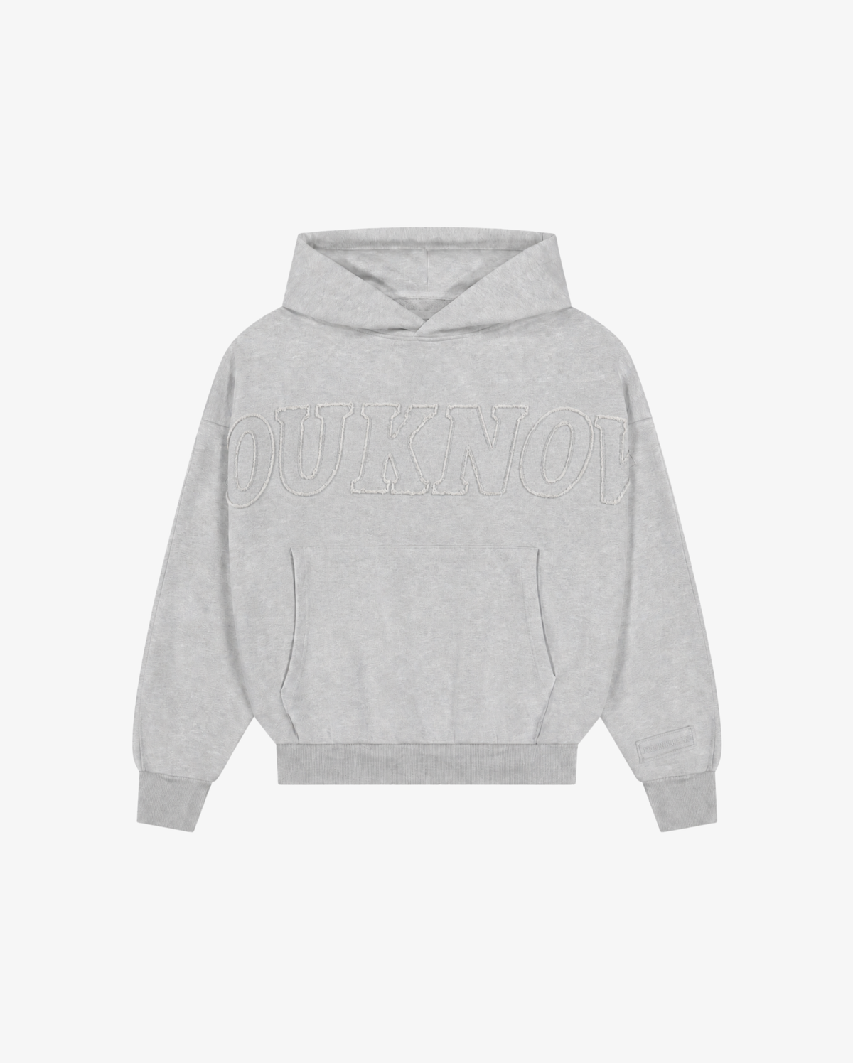 Distressed Applique Hoodie 2.0 | GREY MARLE-1