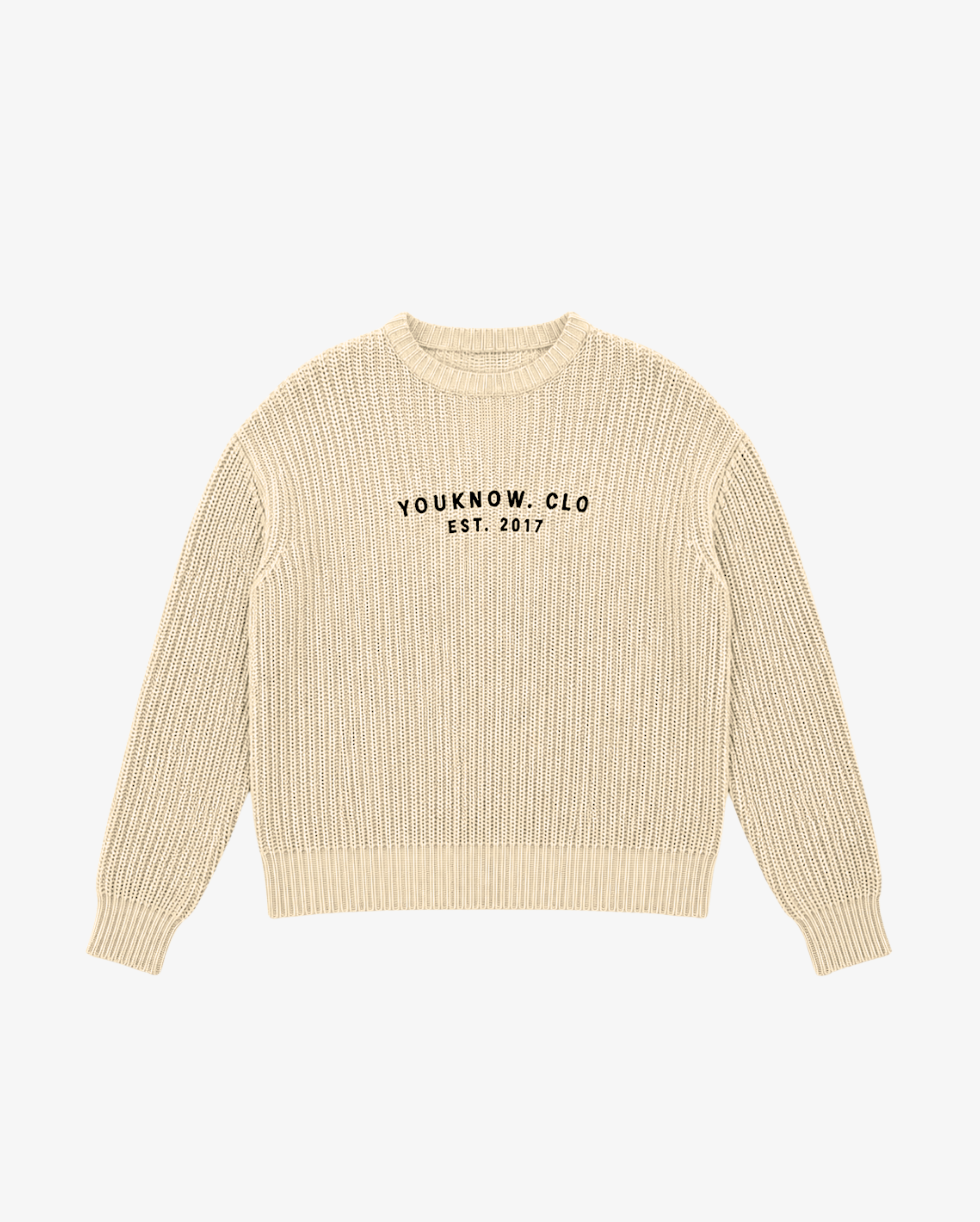 Knit Chunky Crew Sweater | Wheat-1