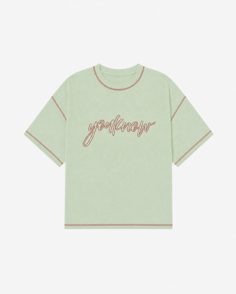 Contrast Stitch Tee | Washed Green