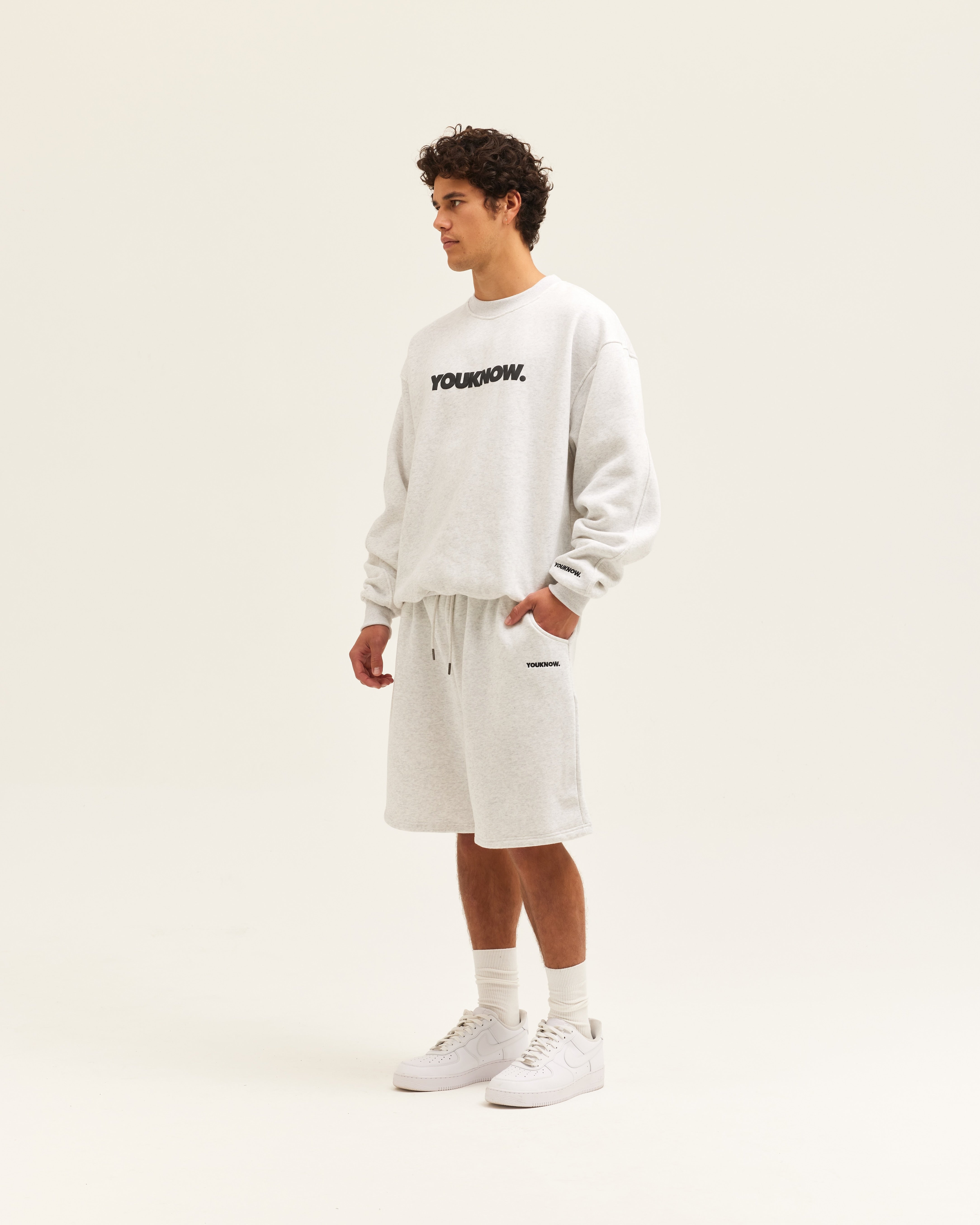Block Crewneck | White Marle