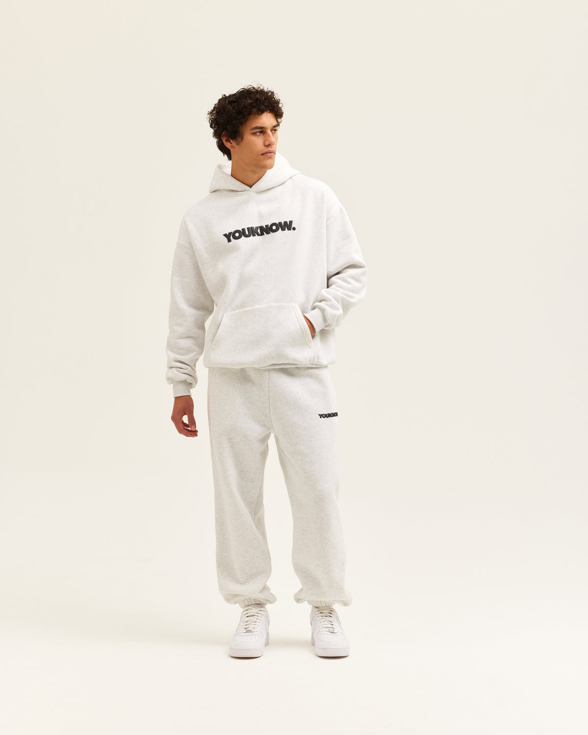 Block Cuffed Sweatpants | White Marle-2