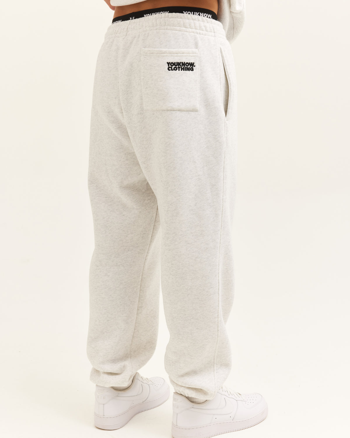 Block Cuffed Sweatpants | White Marle-3
