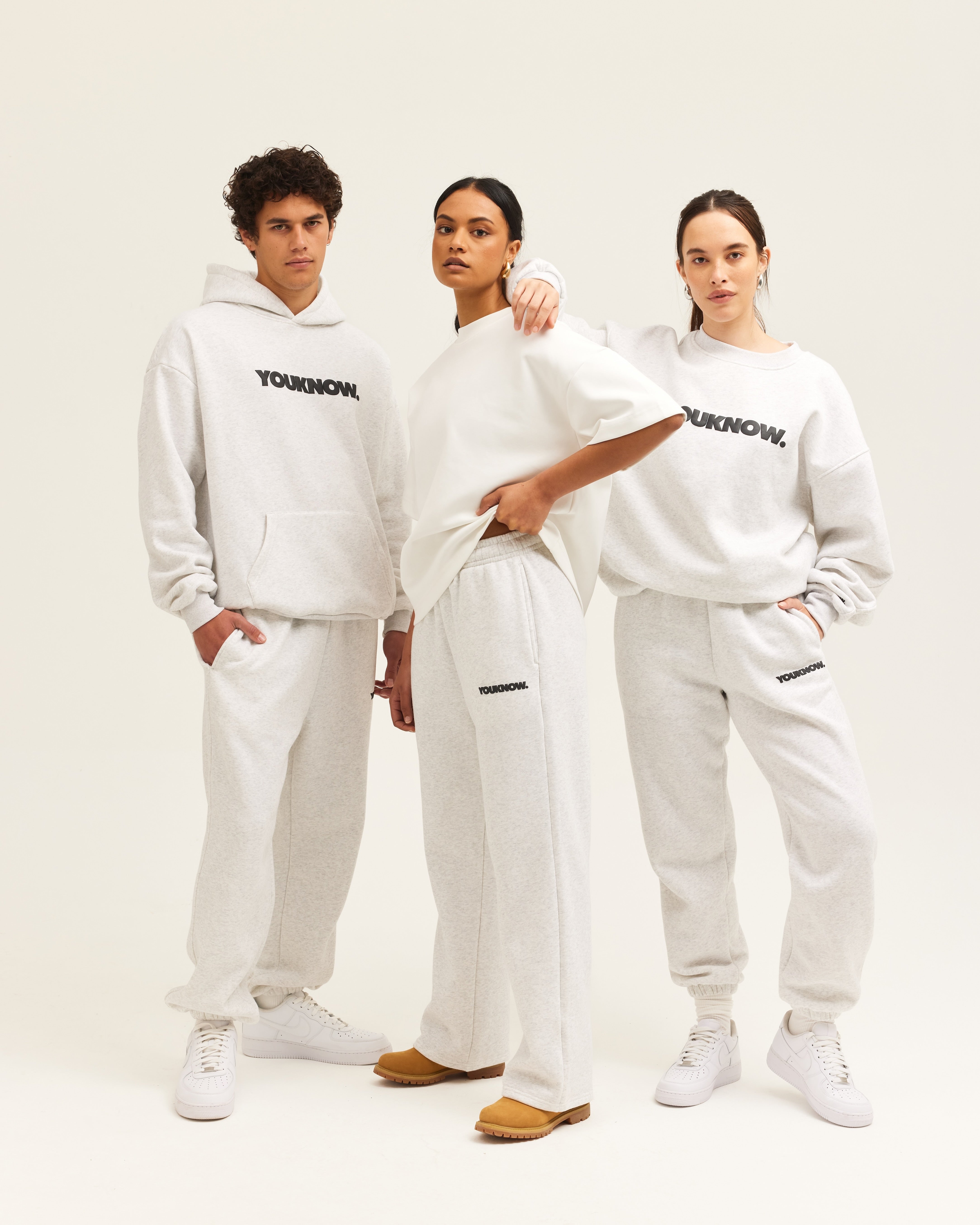 Block Crewneck | White Marle