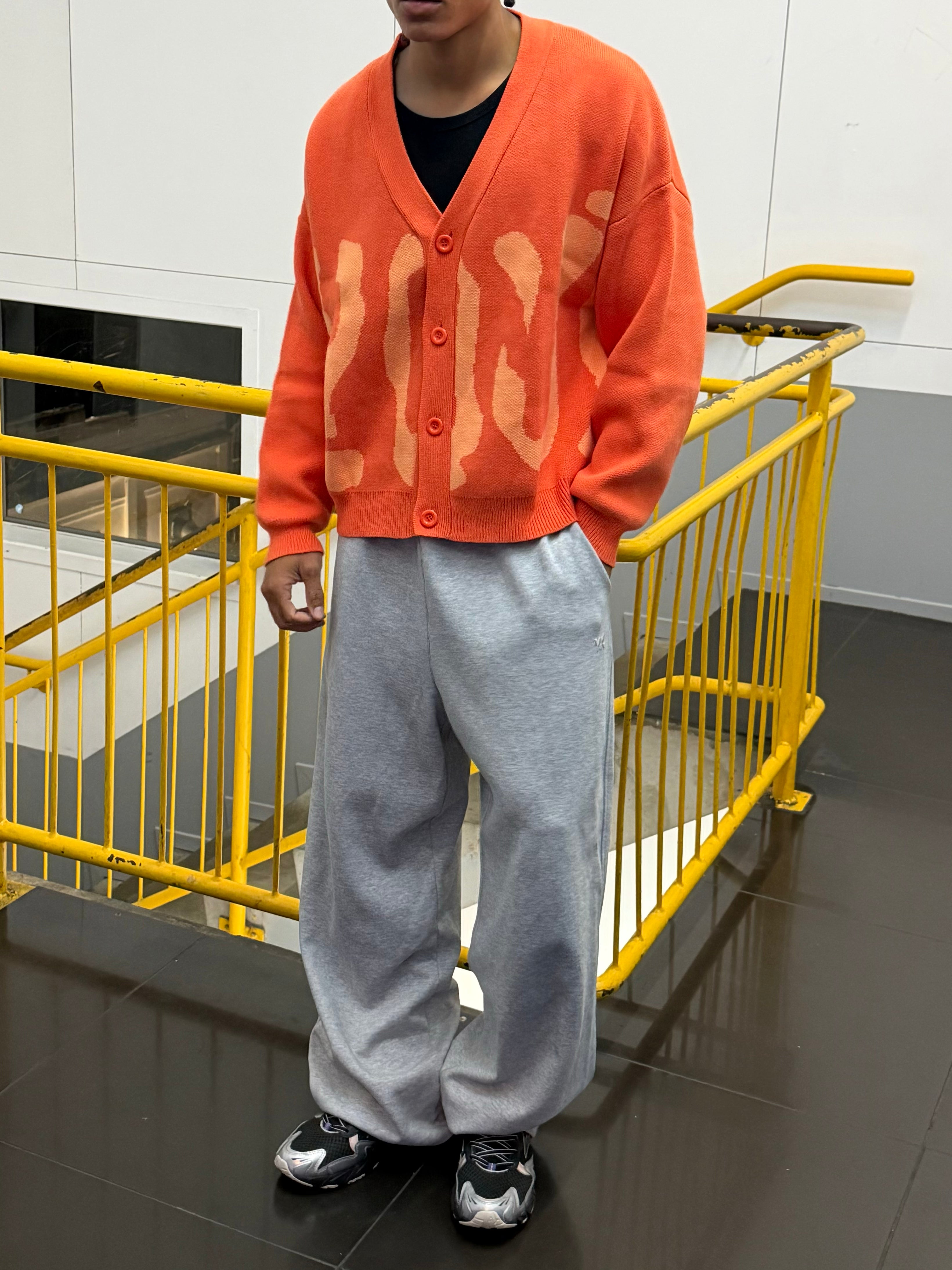 Jacquard Knit Cardigan | Orange – YOUKNOW. CLOTHING