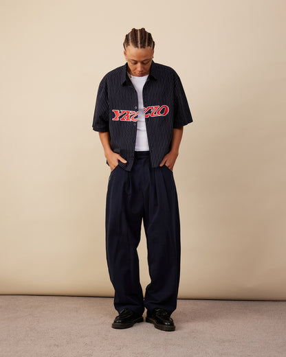 YKClo Box Shirt | NAVY PINSTRIPE