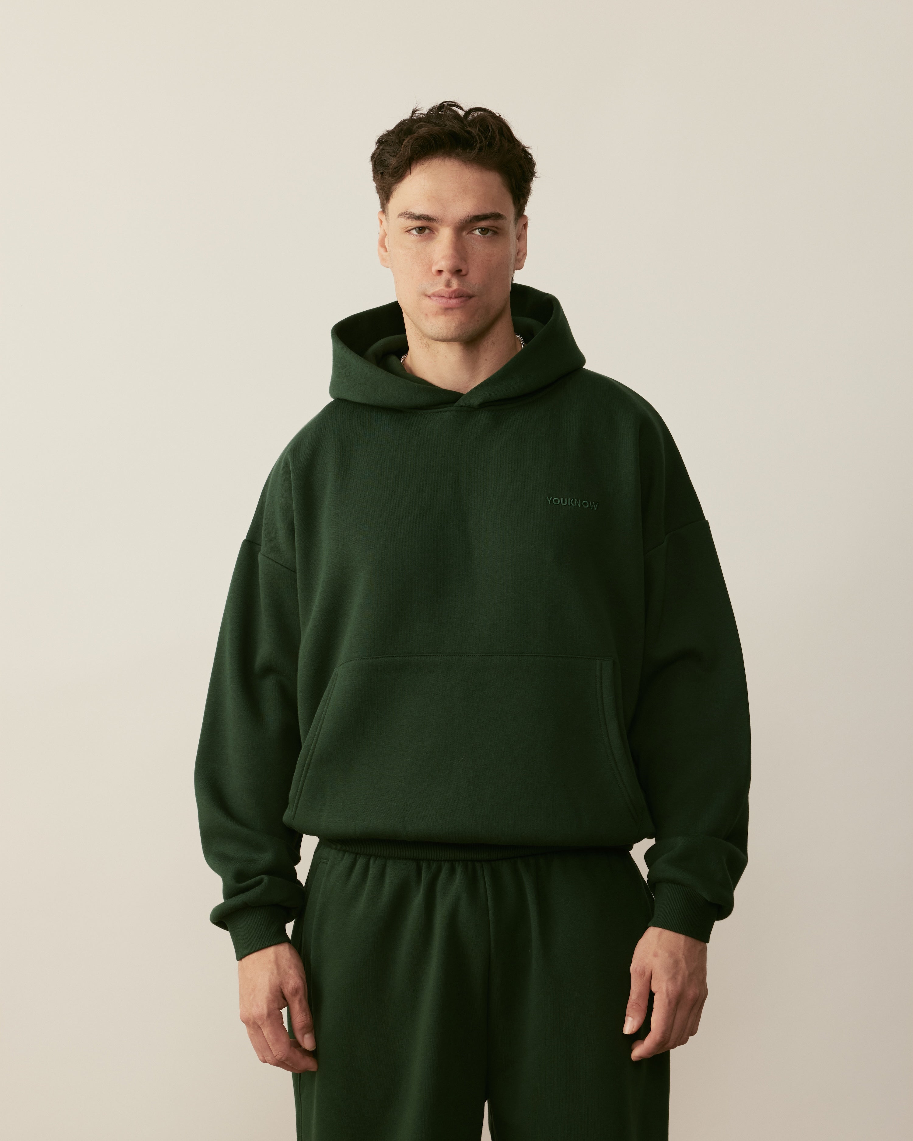 Core Essentials Box Hoodie | Forest Green