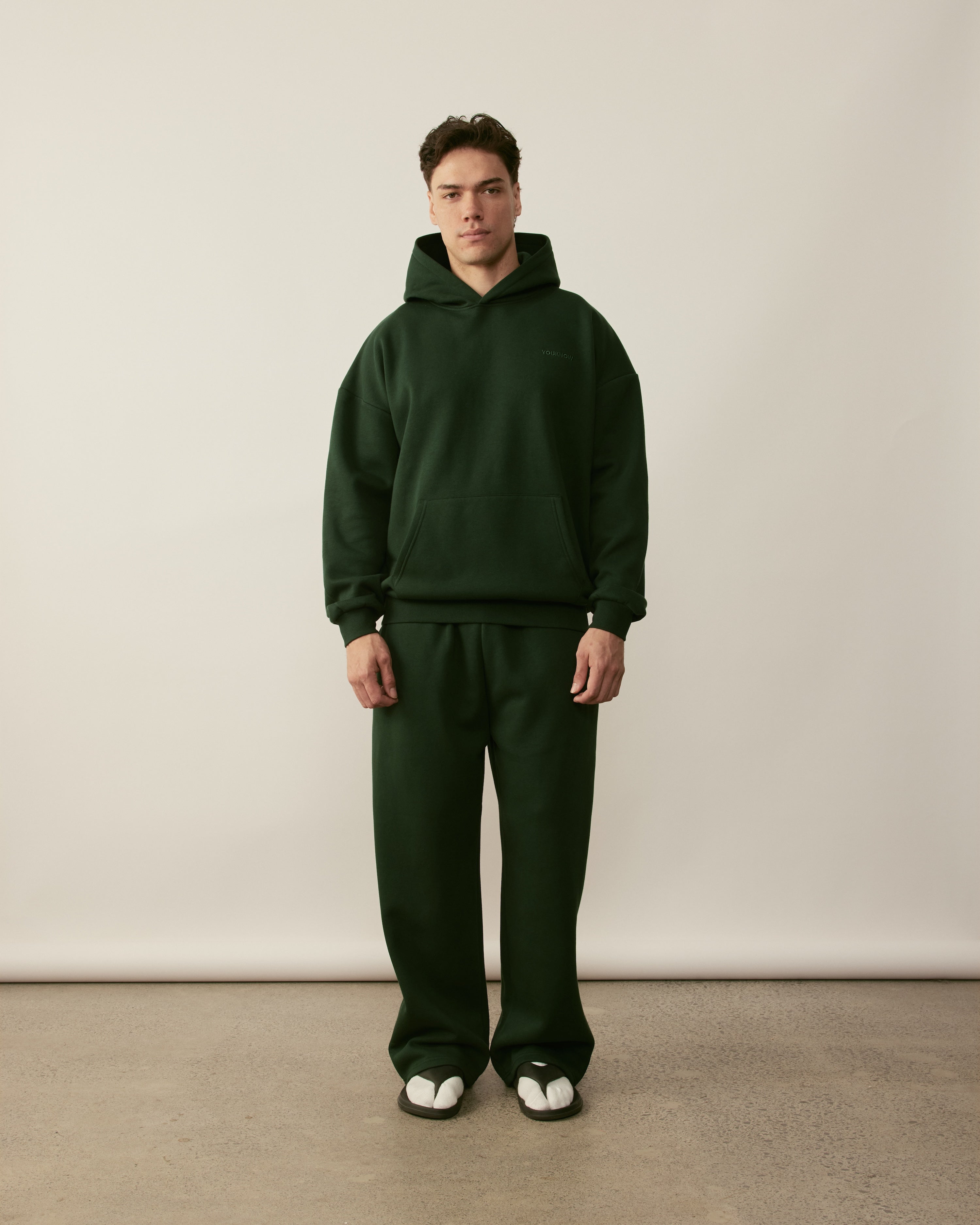 Core Essentials Relaxed Hoodie | Forest Green-3