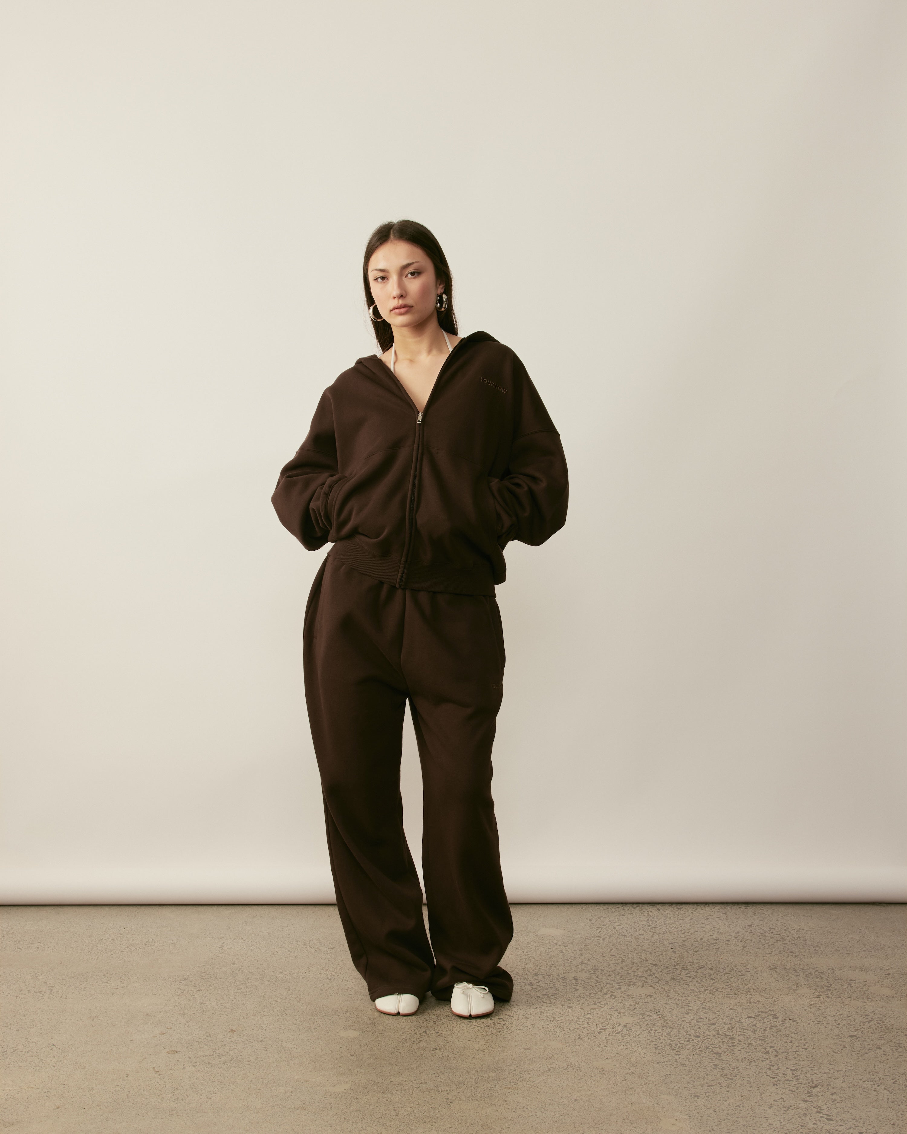 Core Essentials Zip Up Hoodie | Brown-3