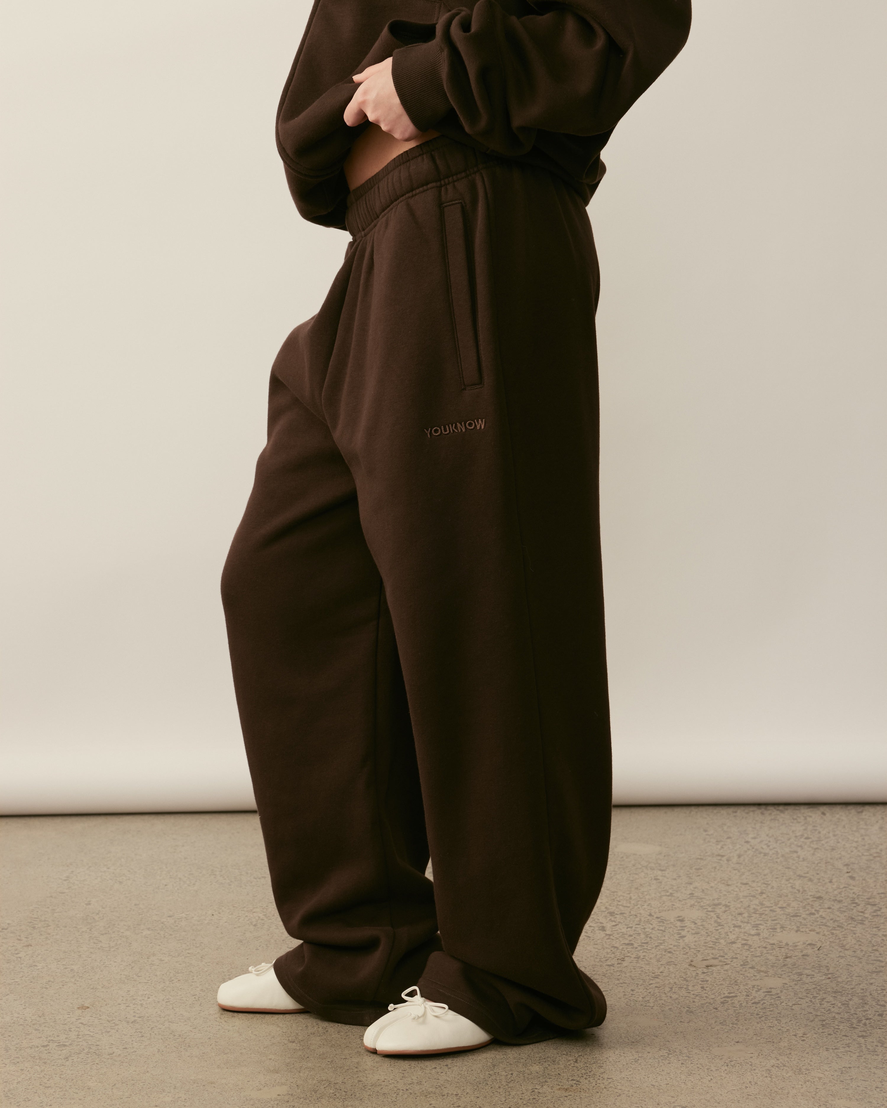 Core Essentials Wide Leg Pants | Brown-3