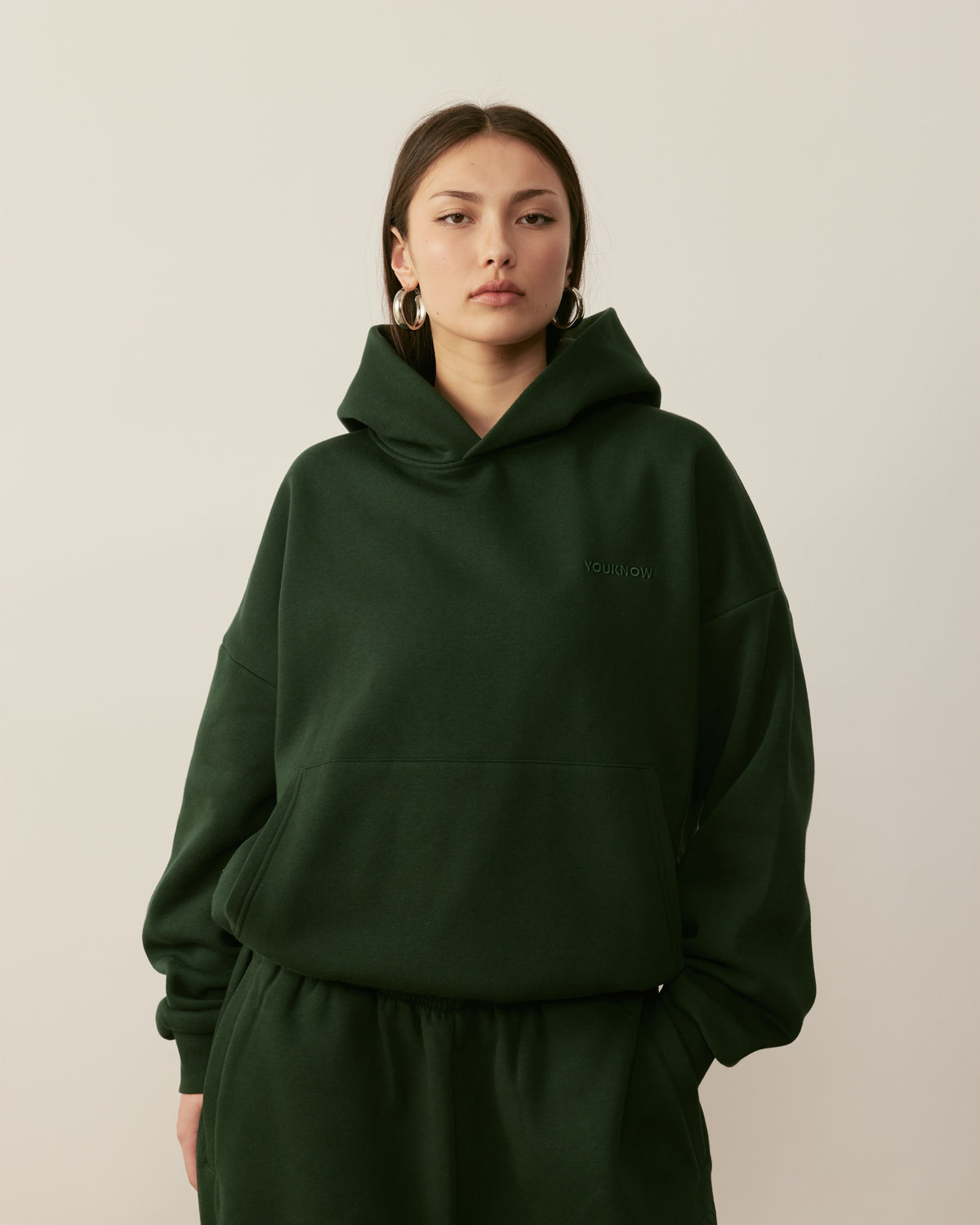 Core Essentials Box Hoodie | Forest Green