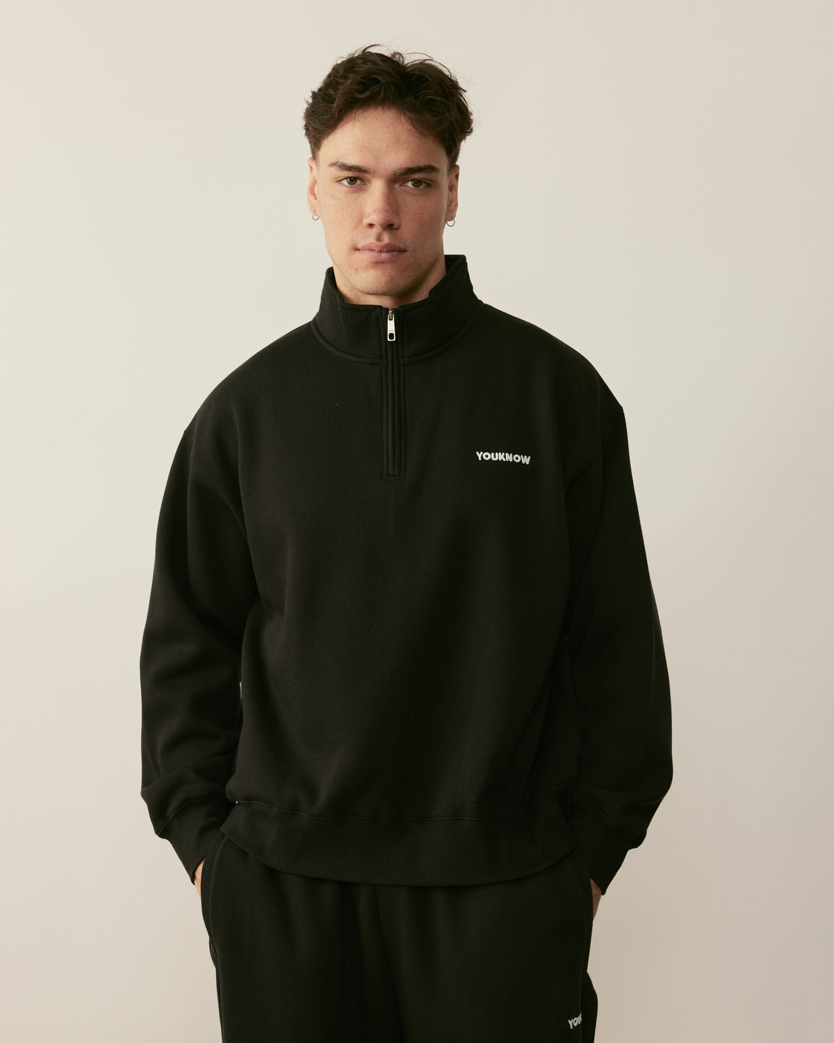 Core Essentials 1/4 Zip Pullover | Black-3