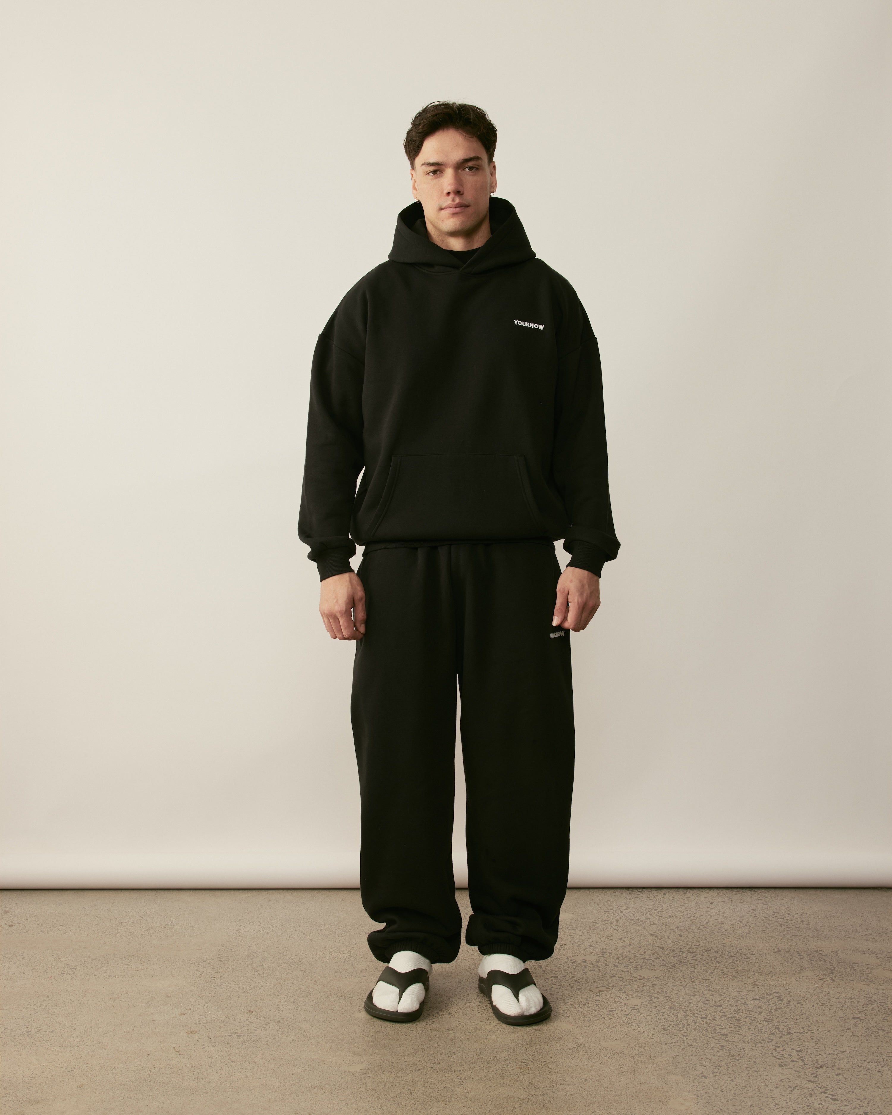 Core Essentials Relaxed Hoodie | Black-3