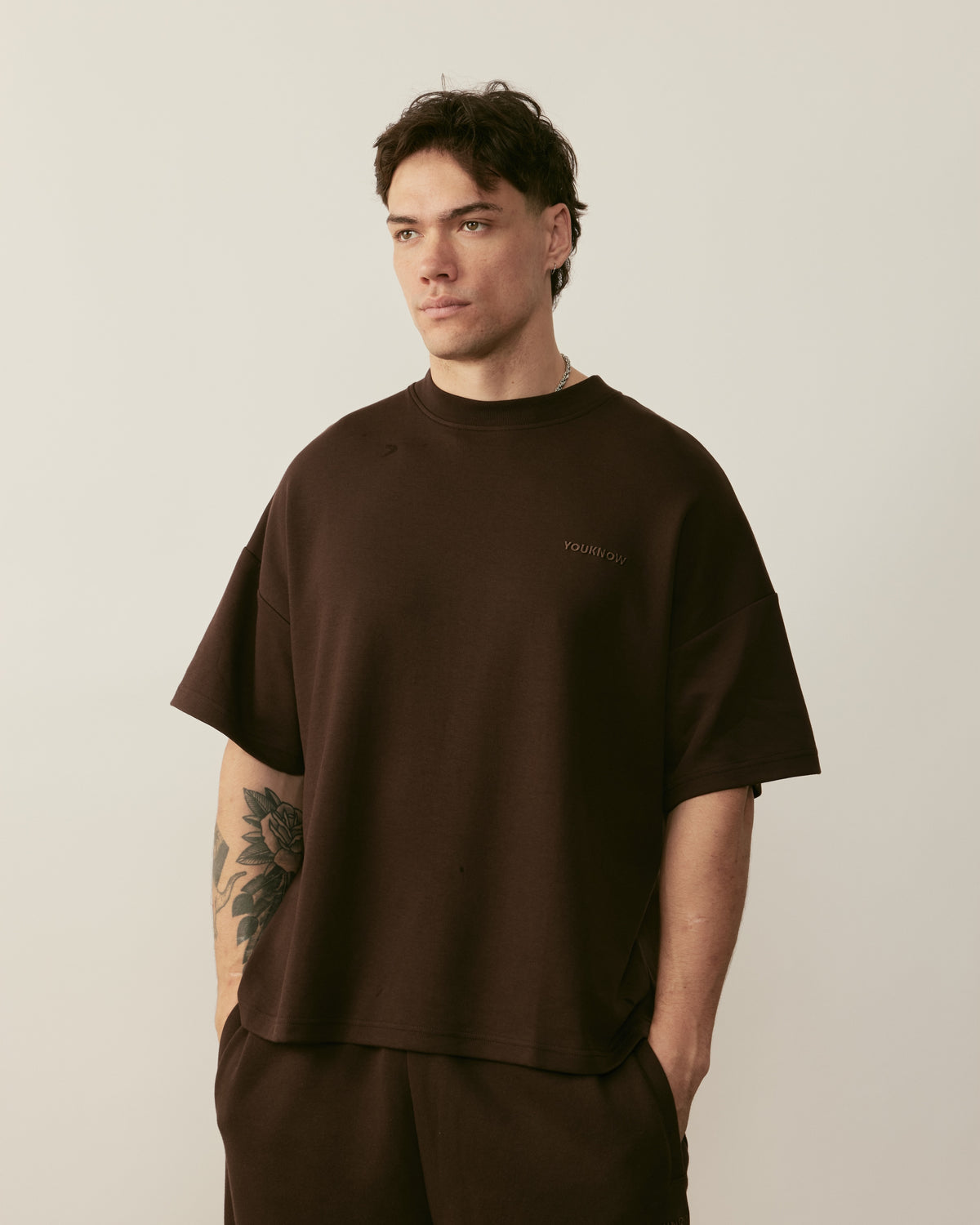 Core Essentials Box Tee | Brown