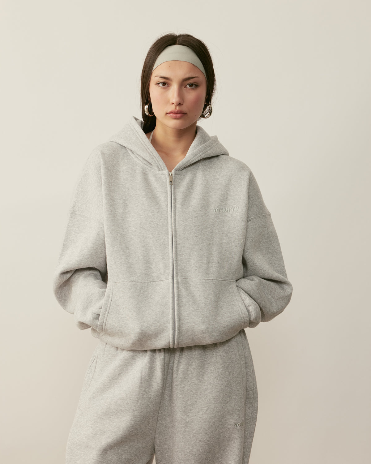 Core Essentials Zip Up Hoodie | Heather Grey