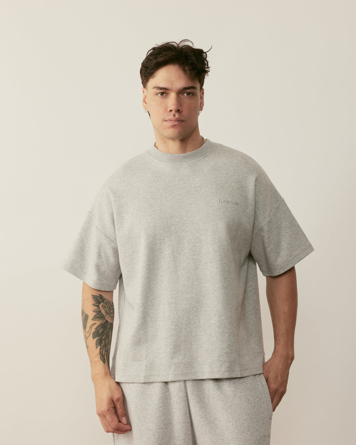 Core Essentials Box Tee | Heather Grey